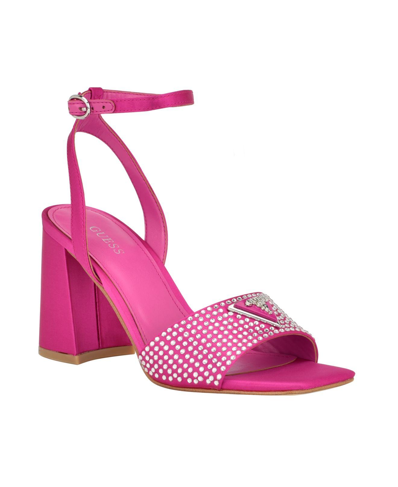 Guess Gelya Block Heel Ankle Strap Open Toe Dress Sandals in Pink Lyst