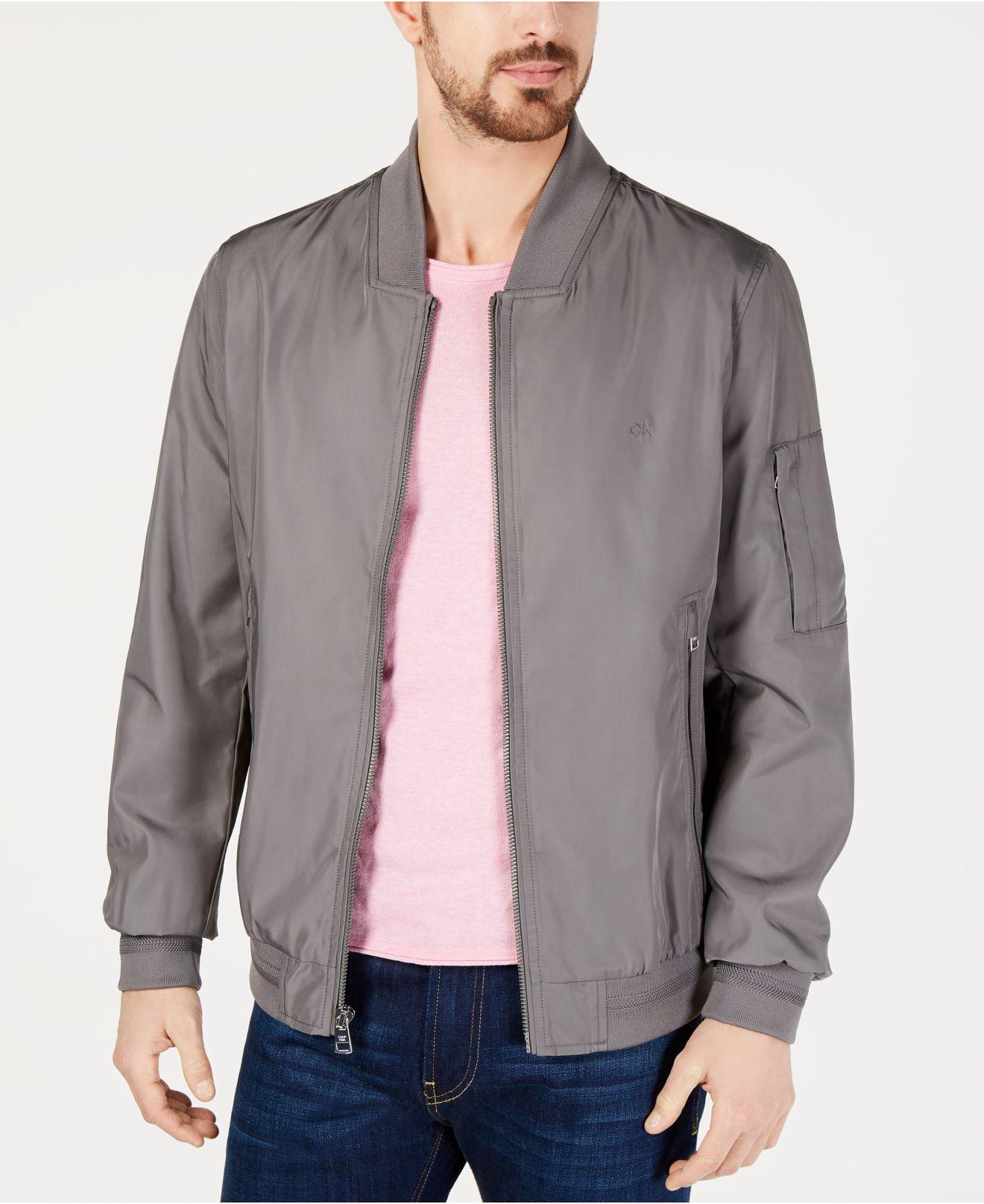Calvin Klein Synthetic Flight Bomber Jacket in Gray for Men - Save 3% ...