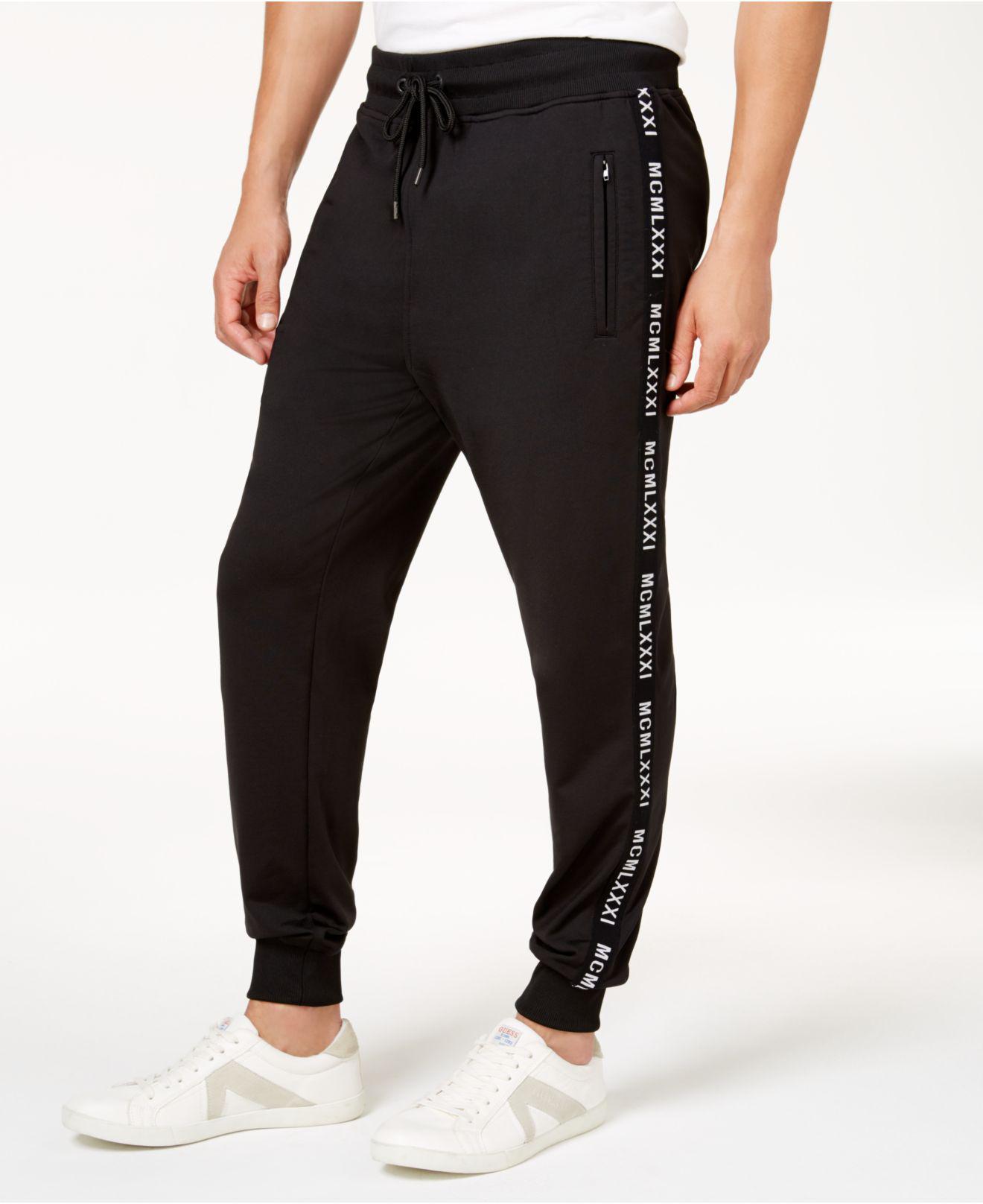 Guess Men's Text Tape Jogger Pants in Black for Men | Lyst