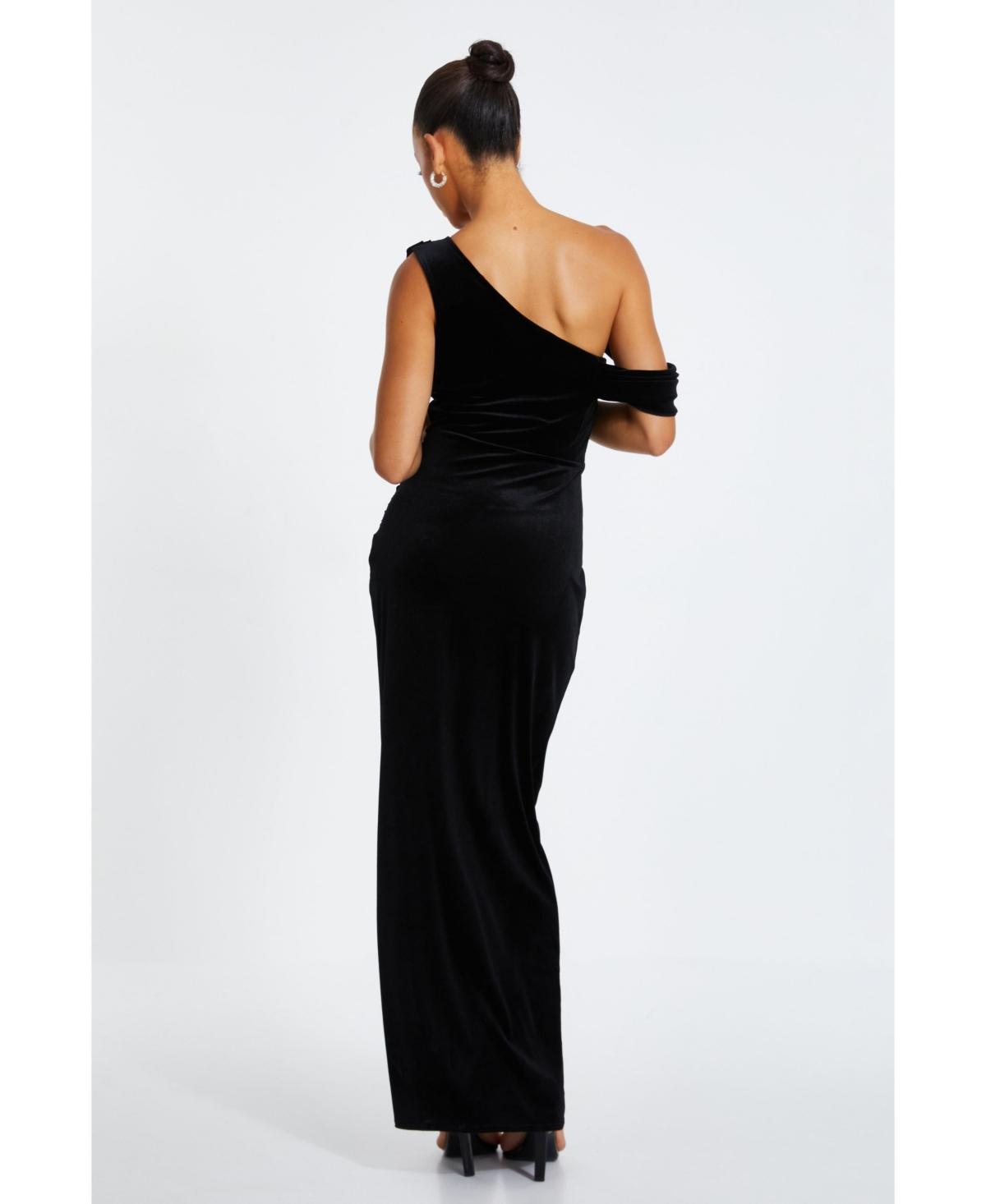 Quiz black velvet dress online