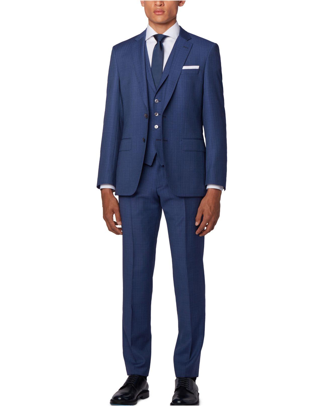BOSS by HUGO BOSS Synthetic Hutson5/gander3 Solid 3 - Piece Suit in Blue  for Men - Save 60% - Lyst