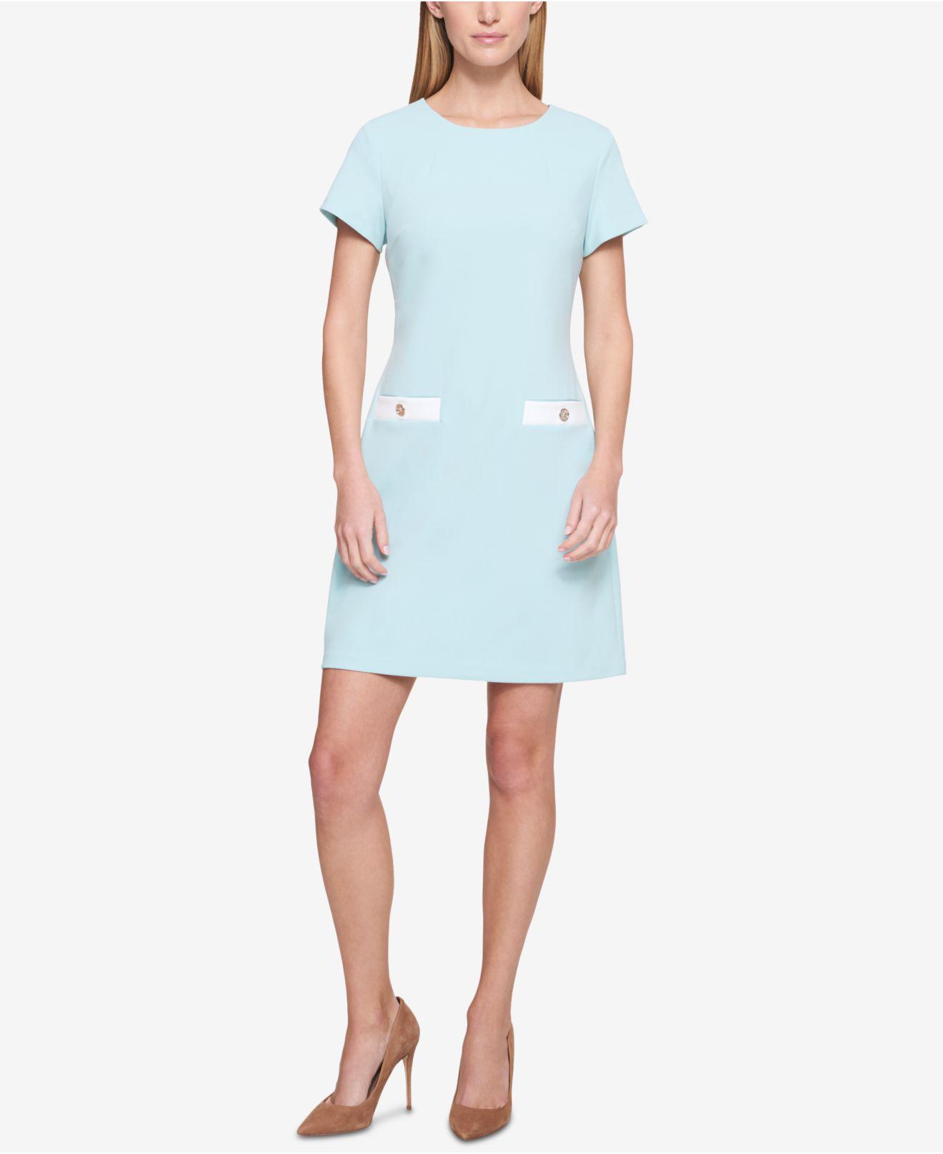Tommy Hilfiger Synthetic Fauxpocket Shift Dress in Blue