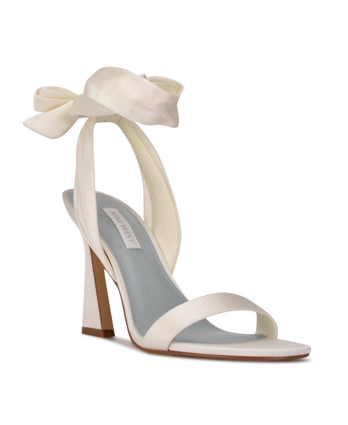 Nine West Kelsie Ankle Wrap Heeled Dress Sandals in White | Lyst