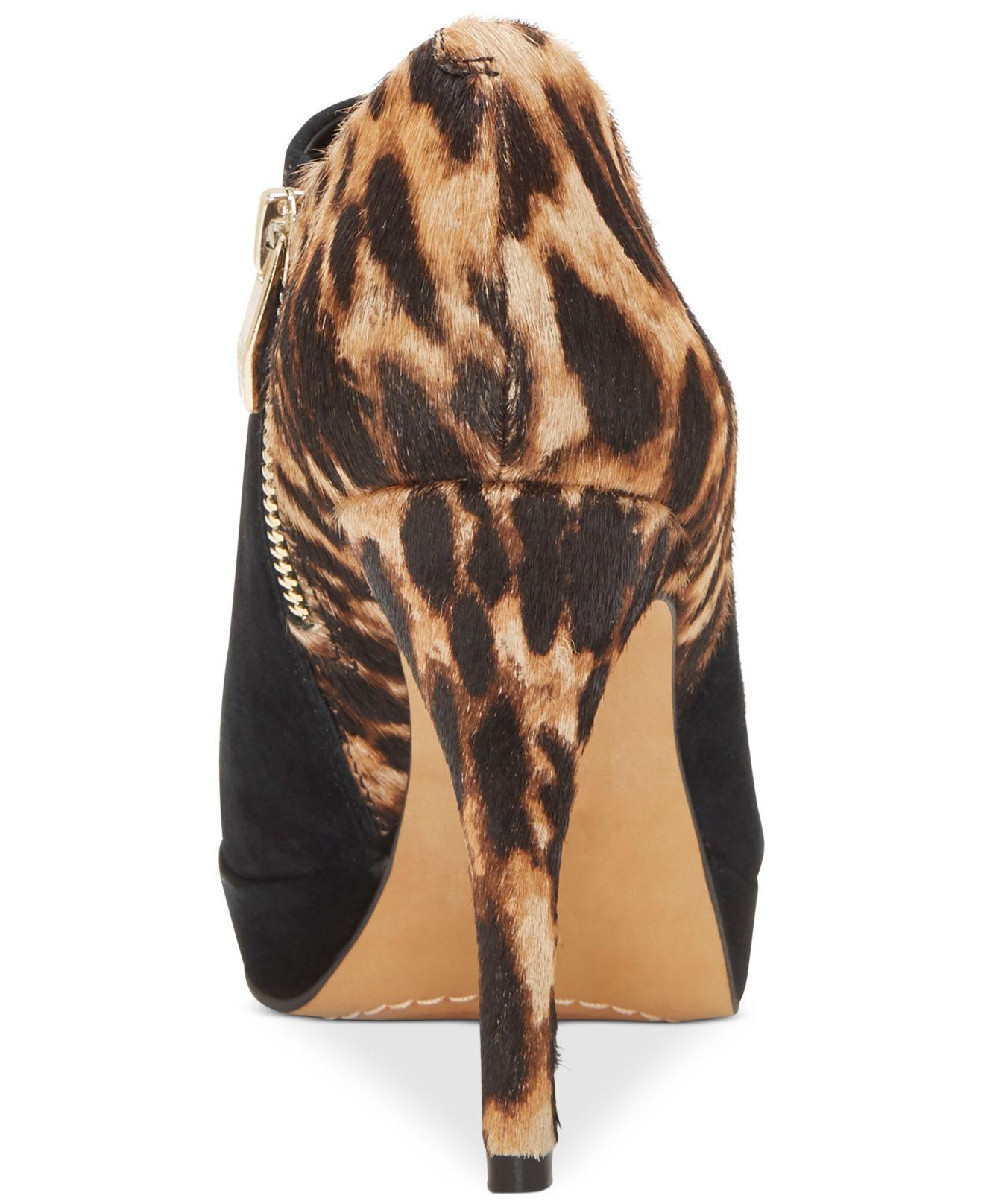 Vince Camuto Leather Elvin Platform Booties in Black/Natural Leopard (Black) - Lyst