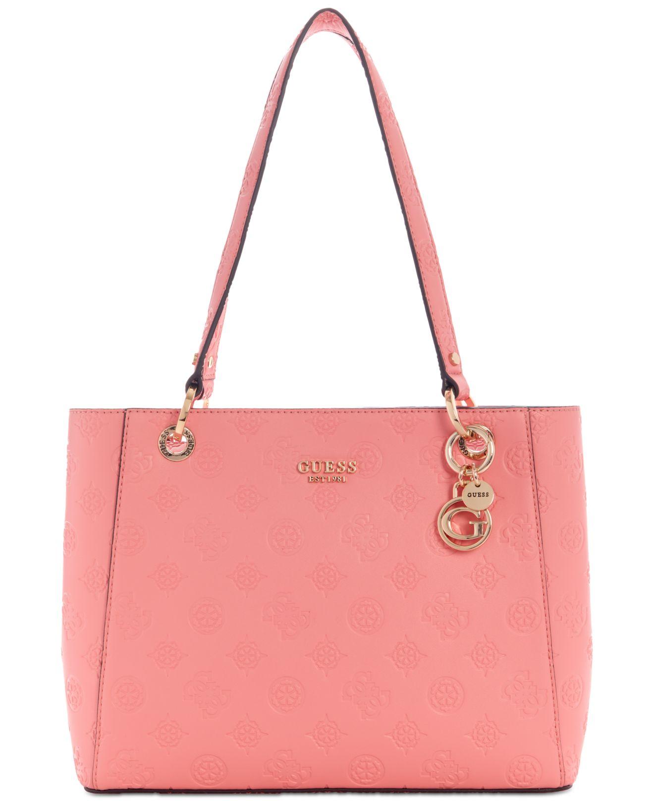 Guess Galeria Noel Debossed Peony Monogram Small Tote in Pink Lyst