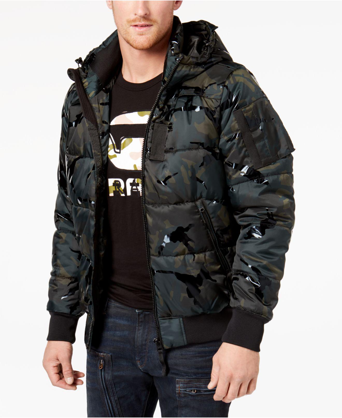 G-Star RAW Synthetic Men's Hooded Camo Puffer Coat for Men | Lyst