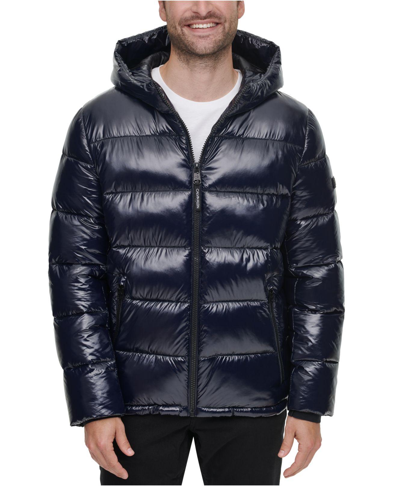 Calvin Klein Synthetic High Shine Puffer Jacket in Blue for Men - Lyst