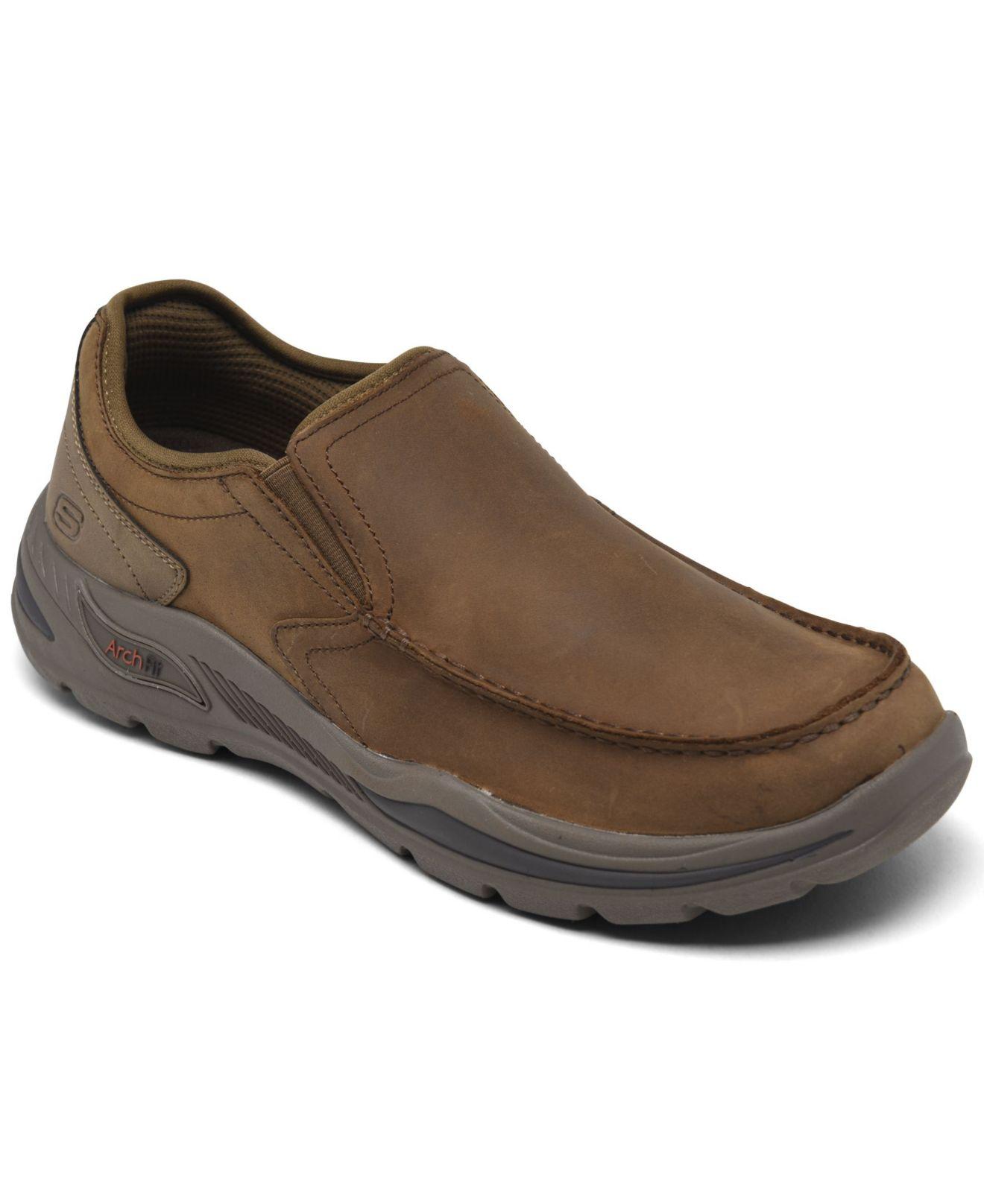Skechers Leather Just Arch Support Slip-on Loafer Casual Sneakers From ...