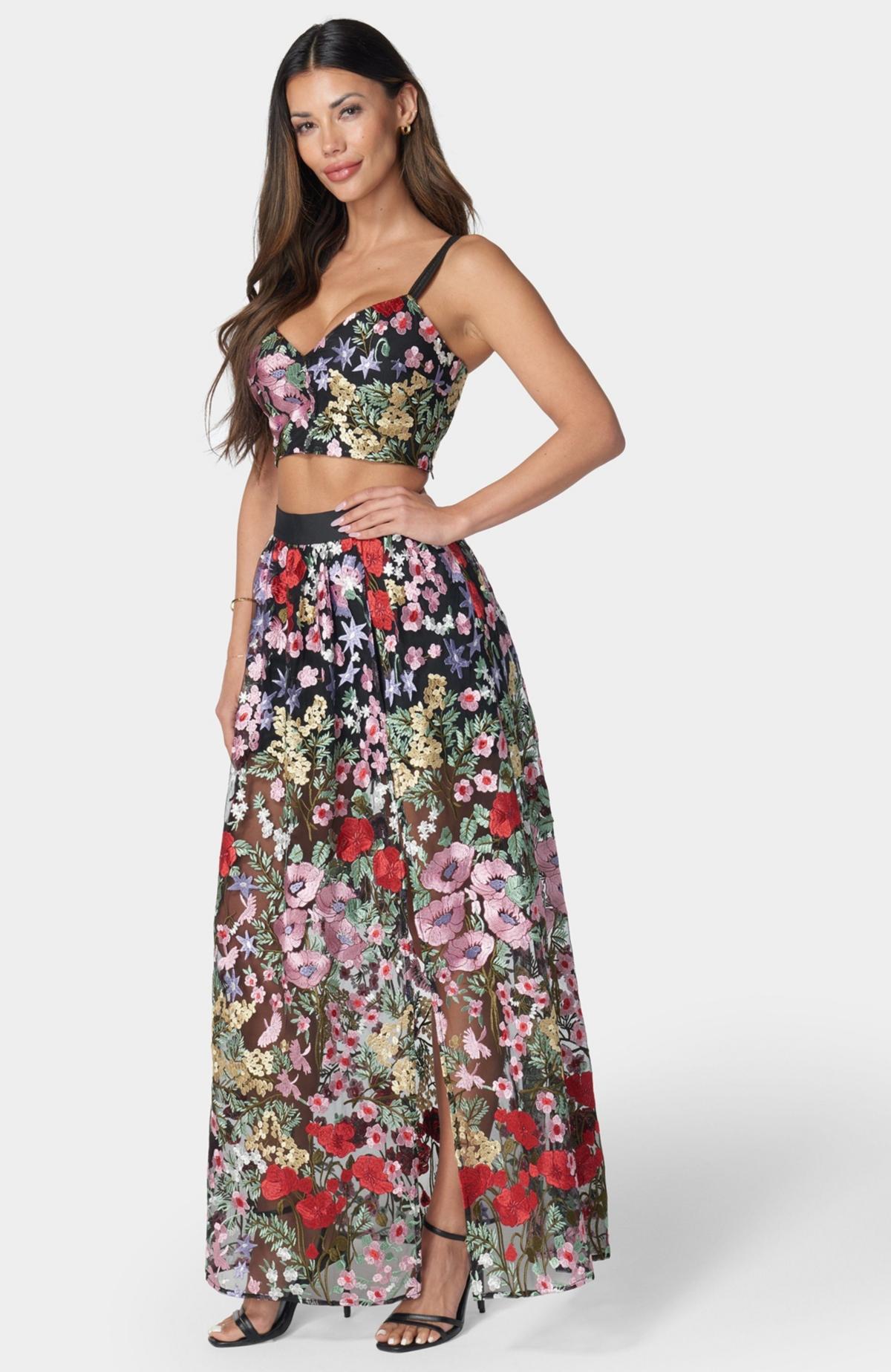 bebe floral embroidered midi dress Bebe Lace Bustier Embroidered Pink Midi Dress