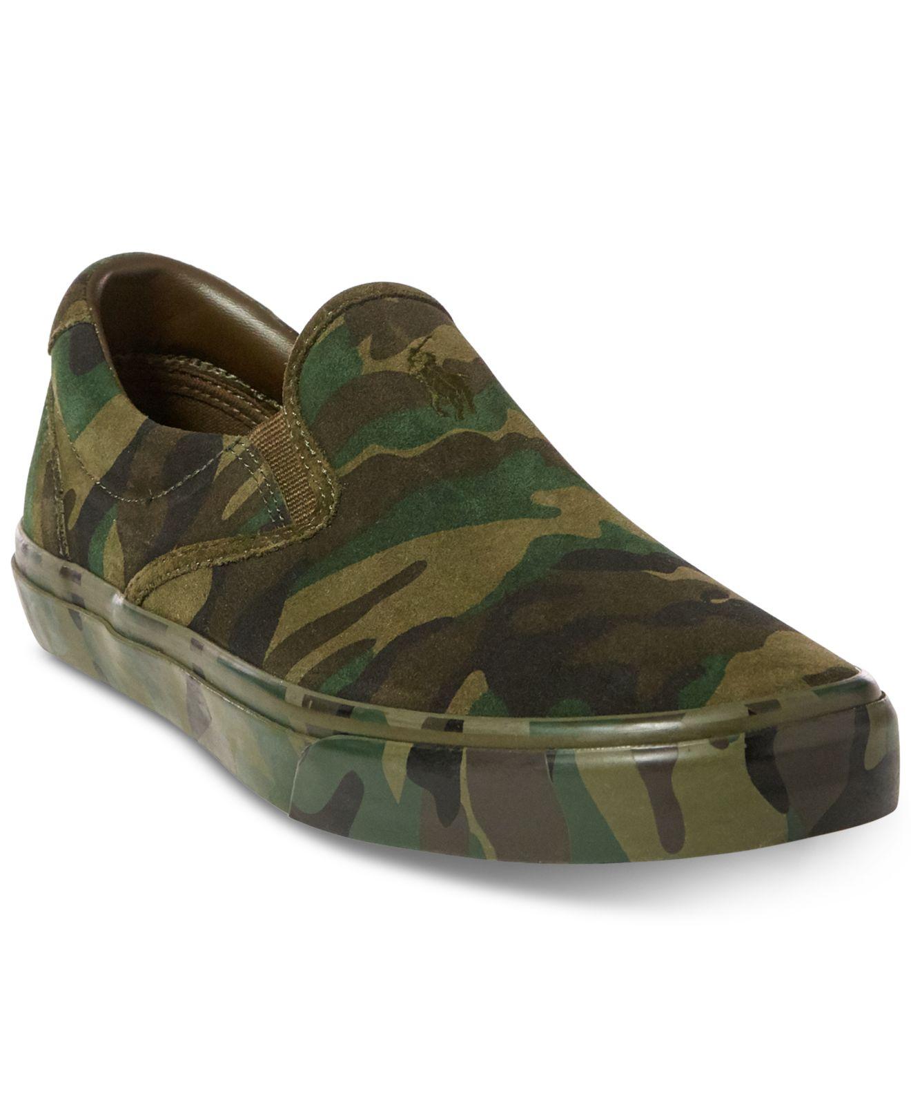 Polo Ralph Lauren Thompson Suede Slip-on Sneakers in Olive Camo (Green ...