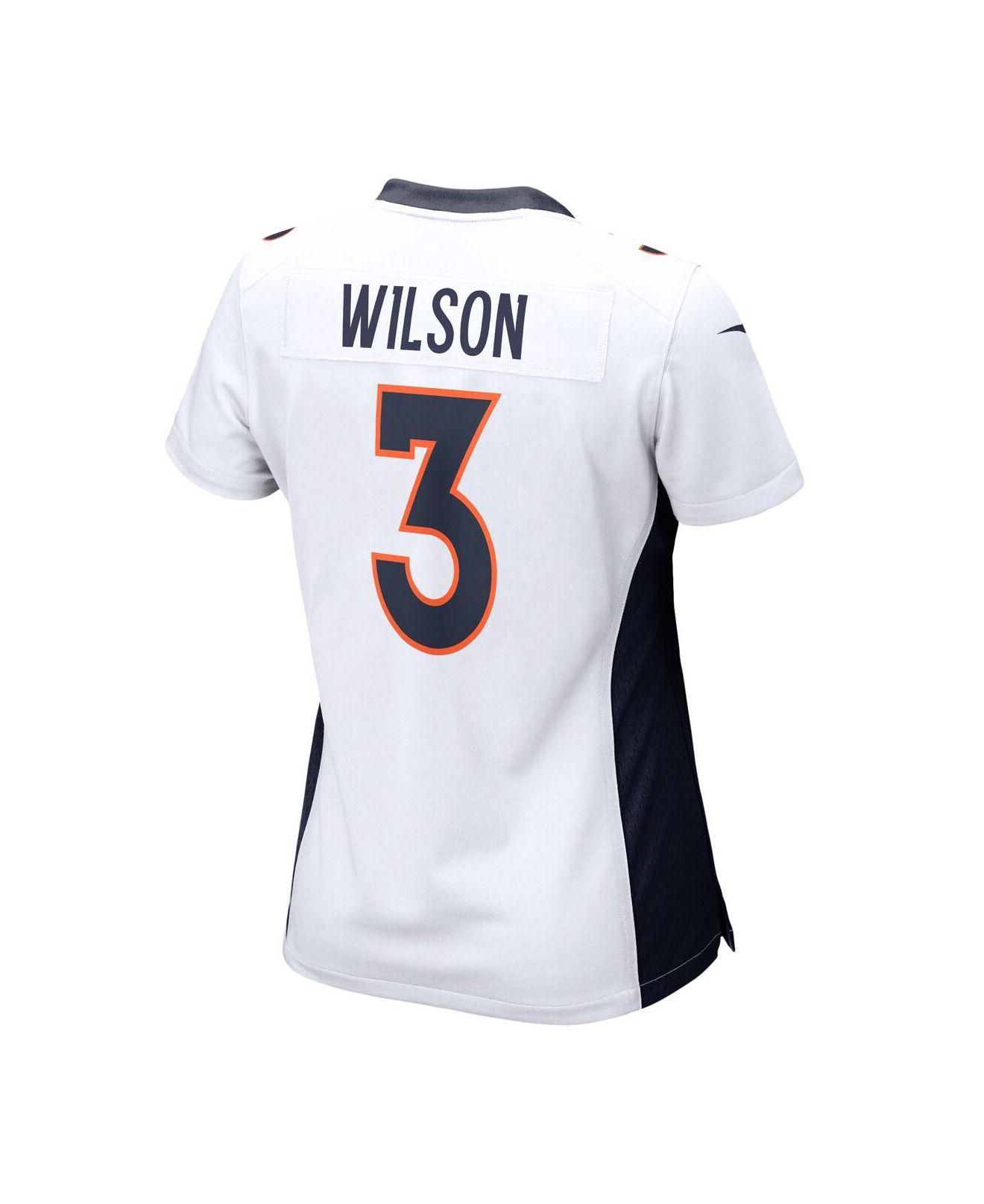 Nike Russell Wilson White Denver Broncos Game Jersey in Blue