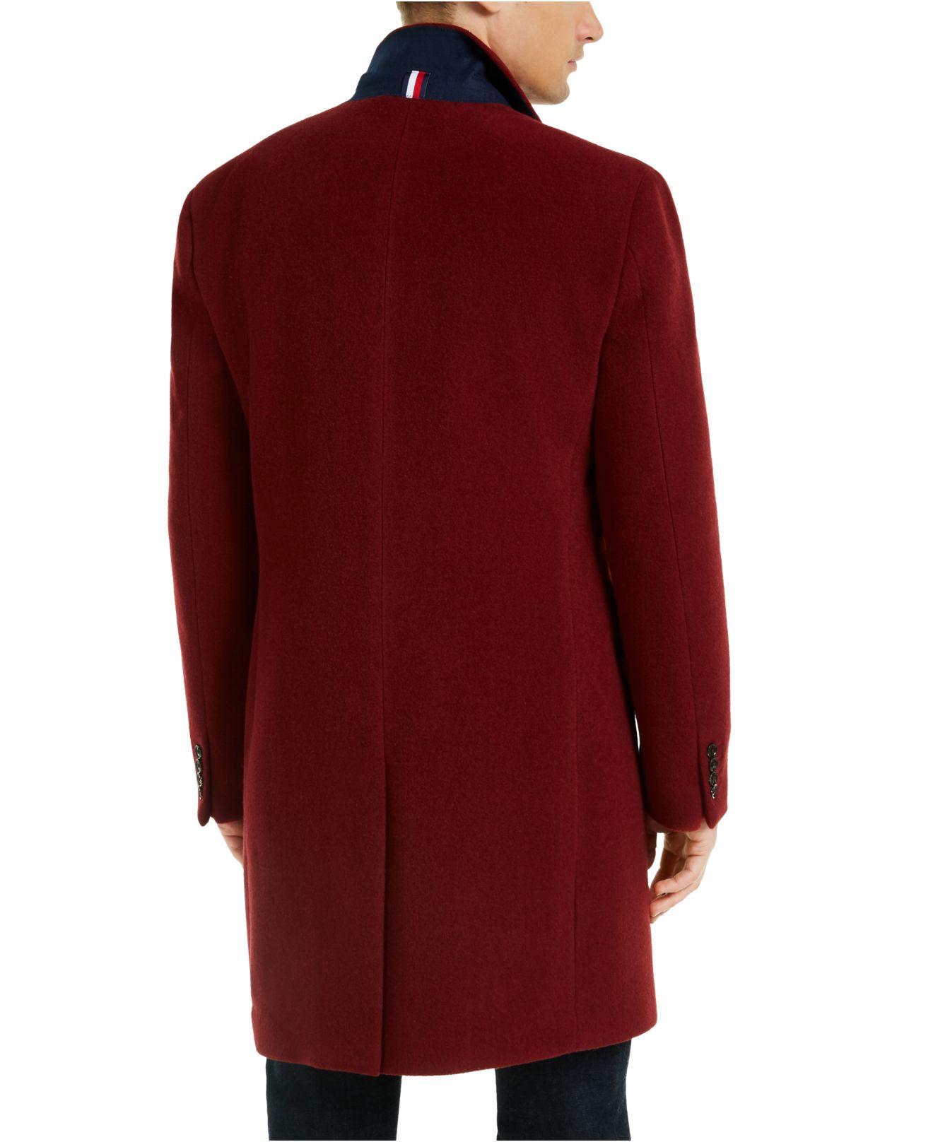Tommy Hilfiger Addison Woolblend Trim Fit Overcoat in Red for Men Lyst