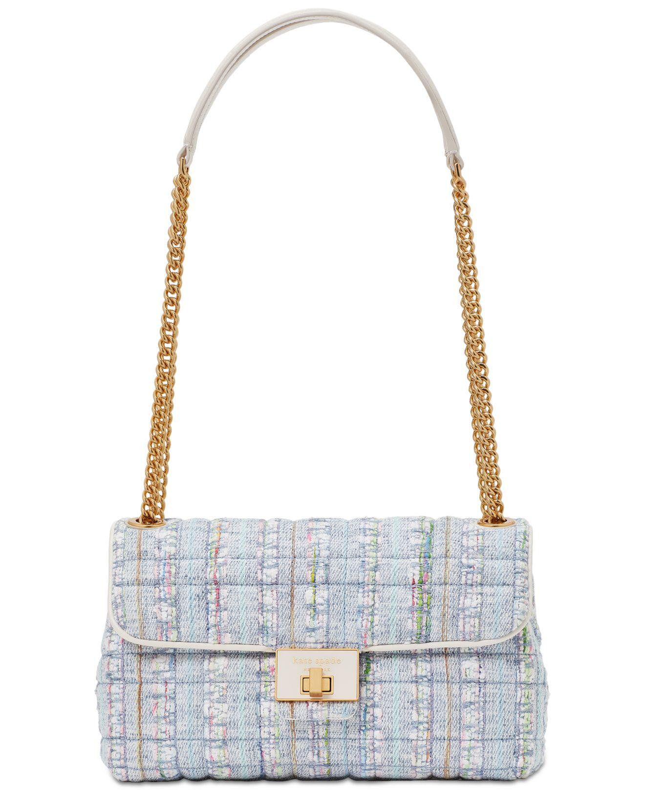 Kate Spade Evelyn Quilted Tweed Small Convertible Shoulder Bag in White