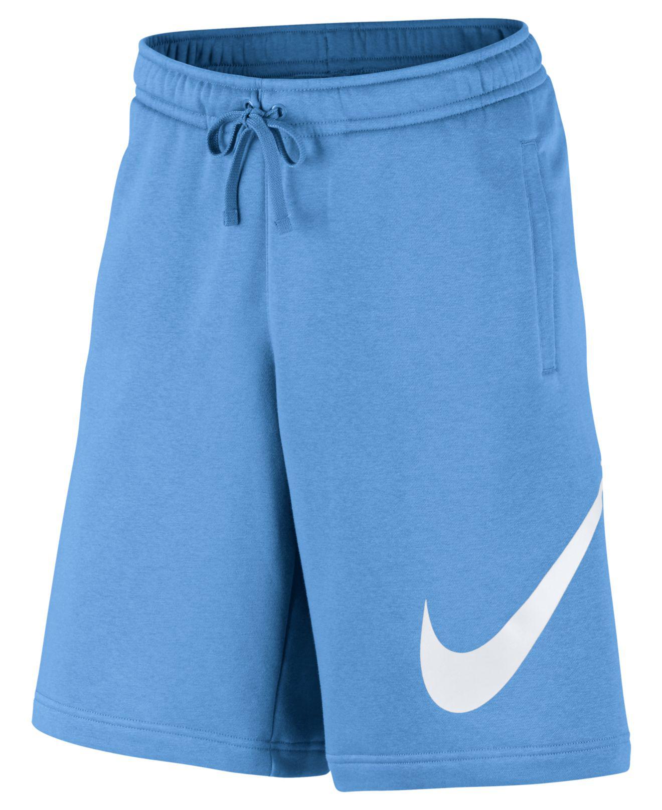 nike fleece shorts blue