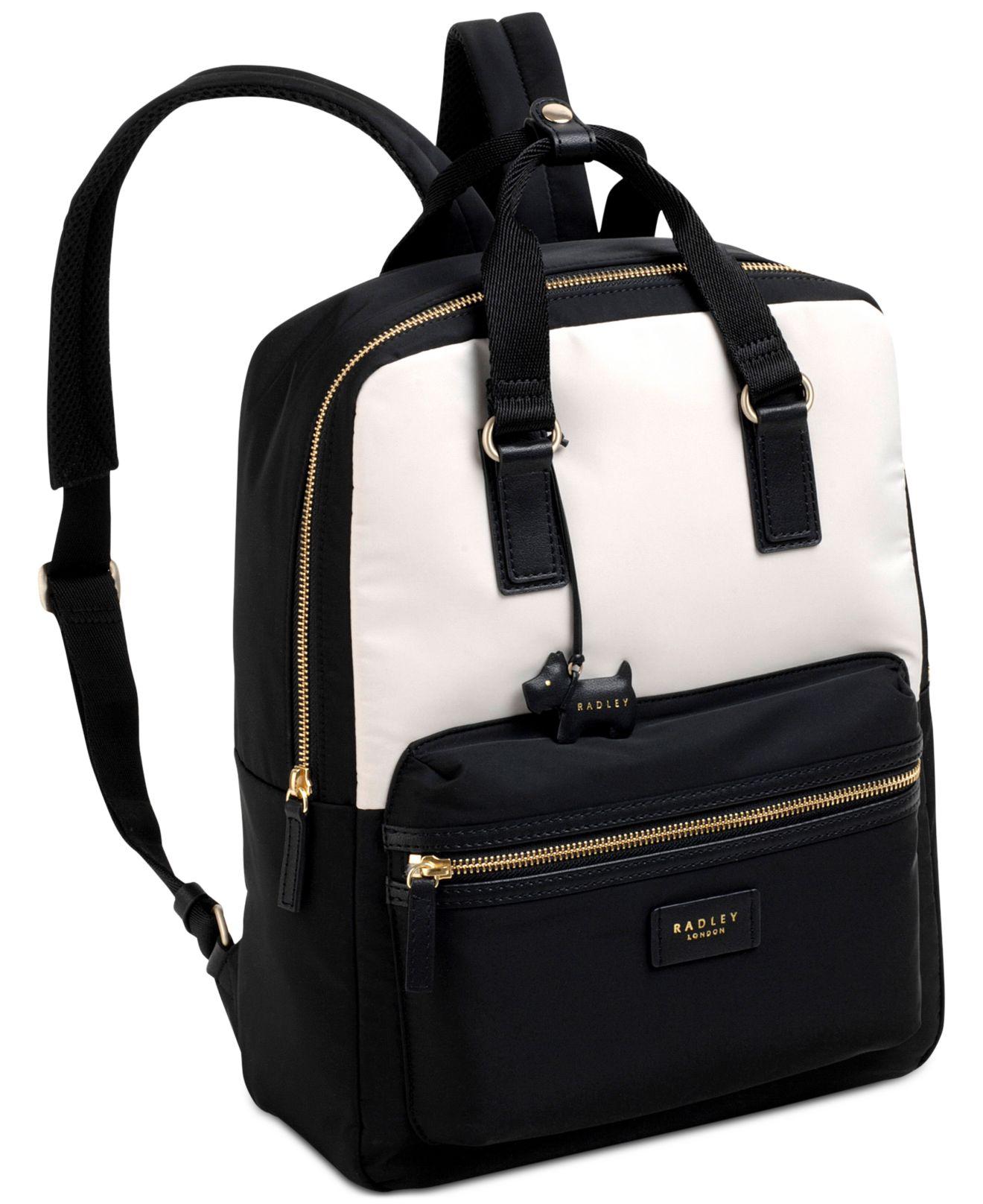 Radley Leather Arlington Court Large Zip-top Backpack in Black/Gold ...