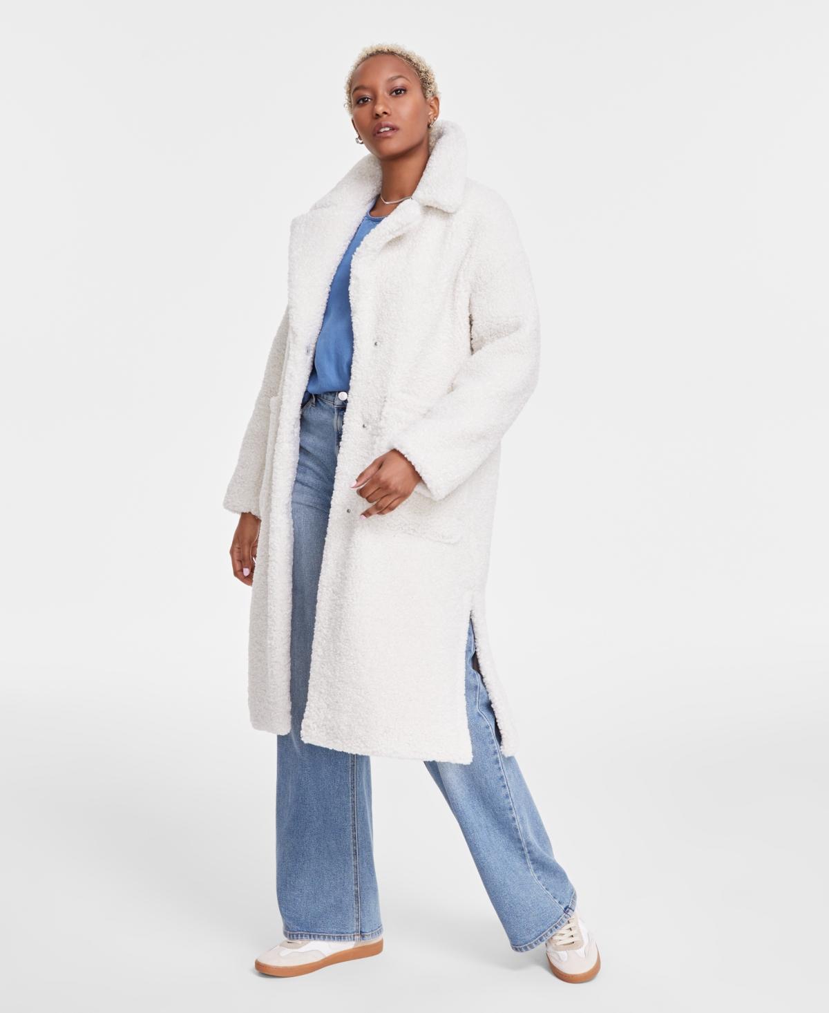 BCBGMAXAZRIA Notched collar Teddy Coat in Blue Lyst