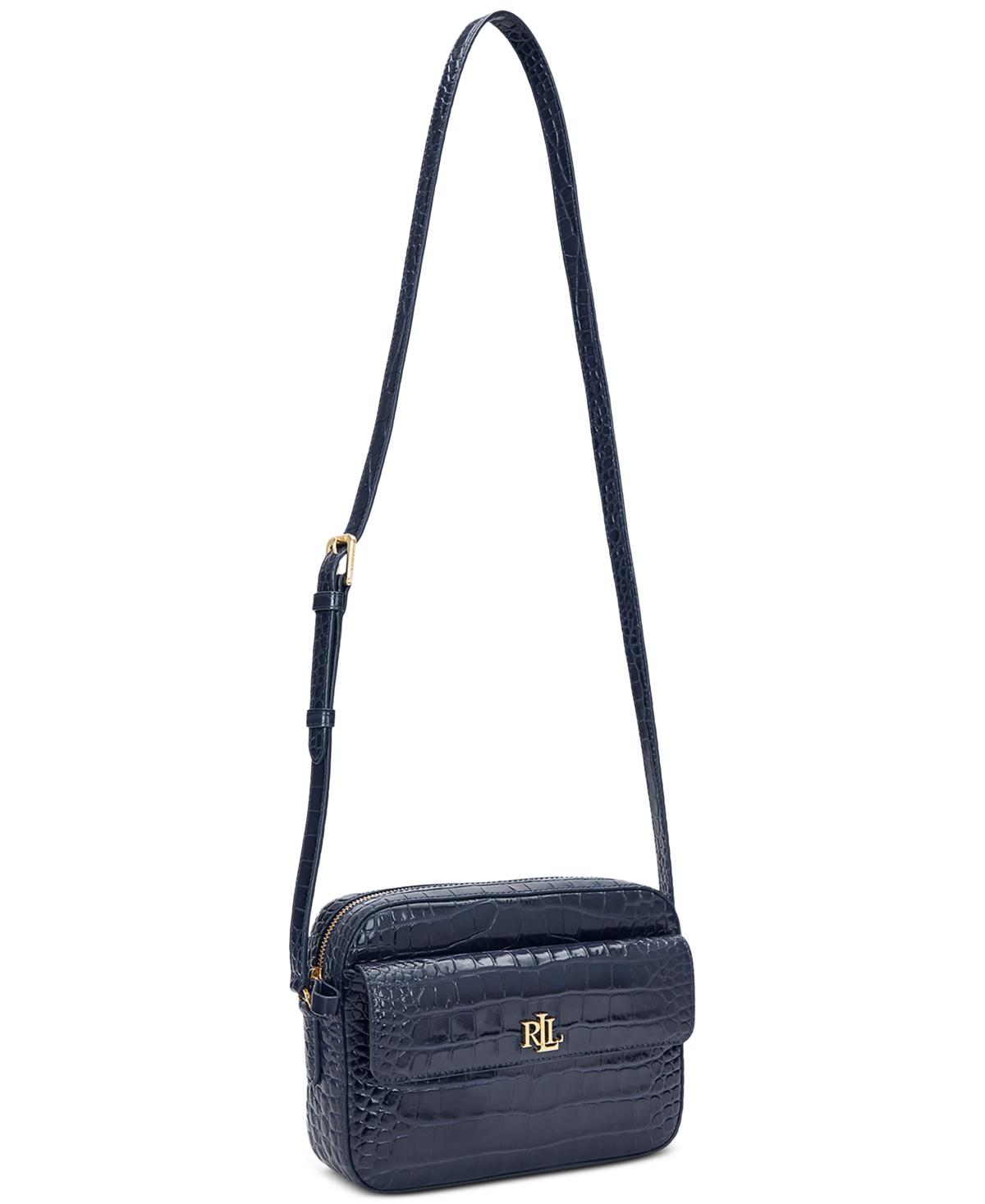 Ralph Lauren Marcy Croc-embossed Leather Small Camera Bag in Blue 