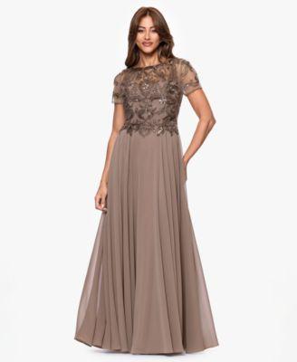 xscape short sleeve boat neck floral lace sheath dress Xscape Embroidered Lace Boat Neck Short Sleeve Sheath Dress