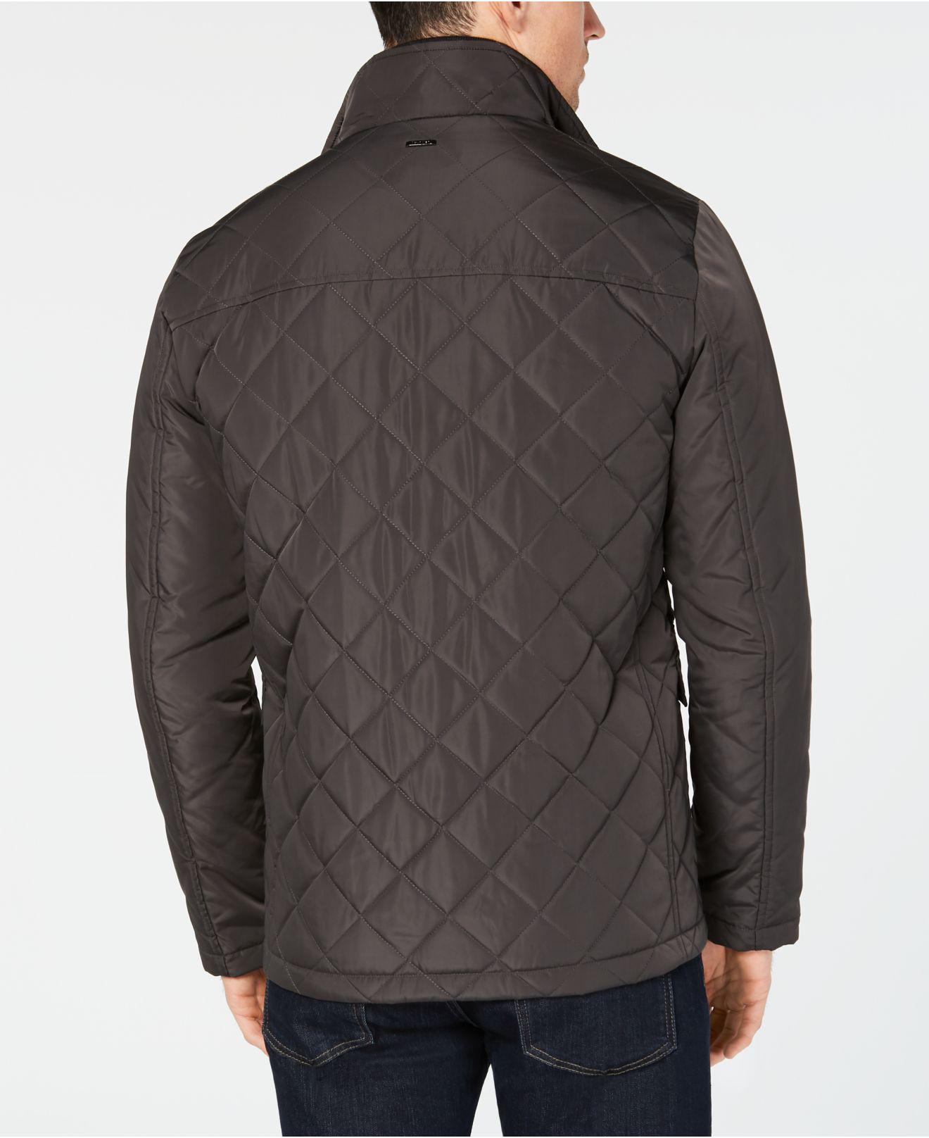 Calvin Klein Synthetic Quilted Overcoat in Gray for Men - Lyst