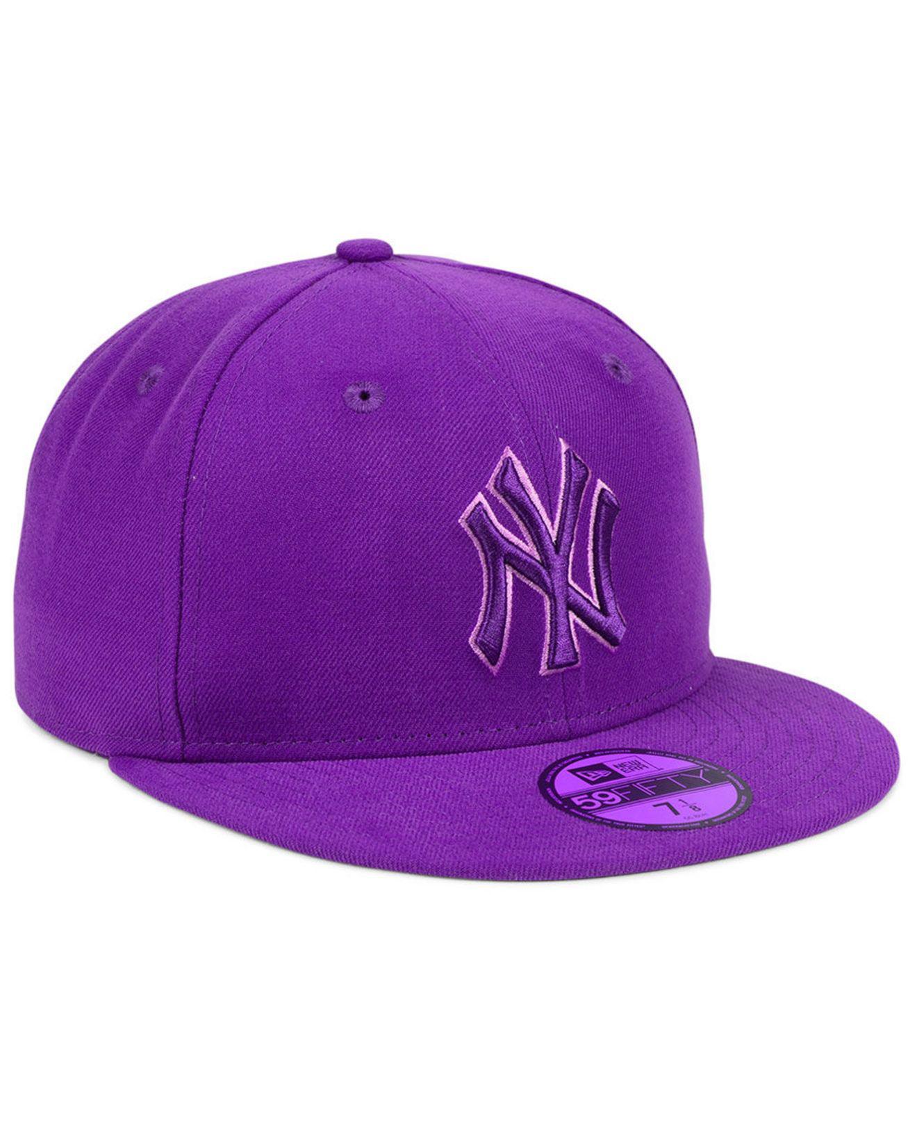 purple fitted hat new era