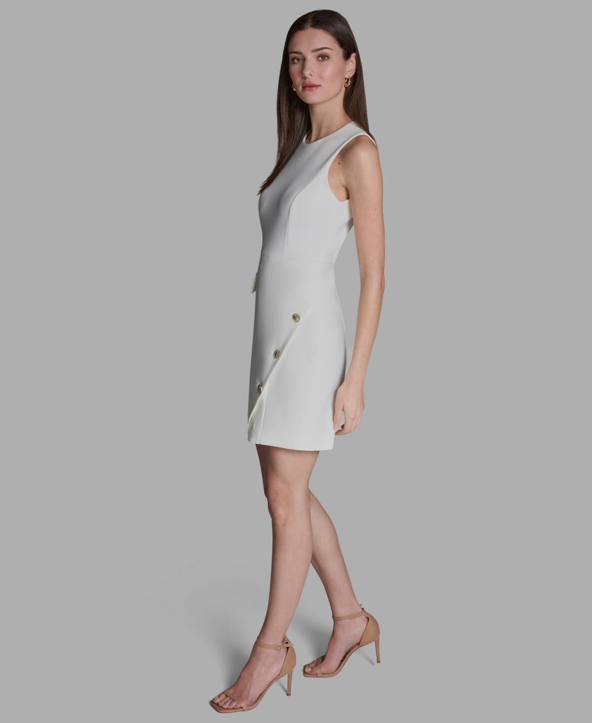 BCBGMAXAZRIA Crewneck Twill Asymmetrical Sheath Dress in Gray | Lyst