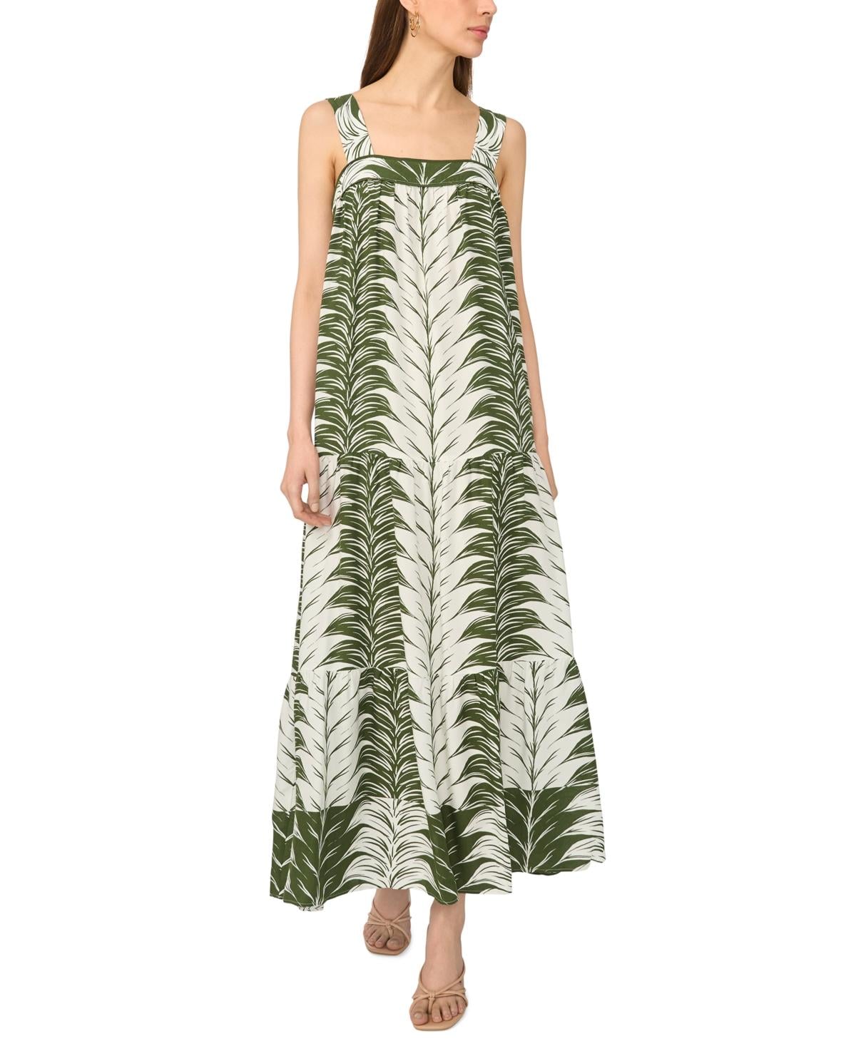 msk long dresses Msk Metallic-Print Pleated Blouson Gown - Black/Gold