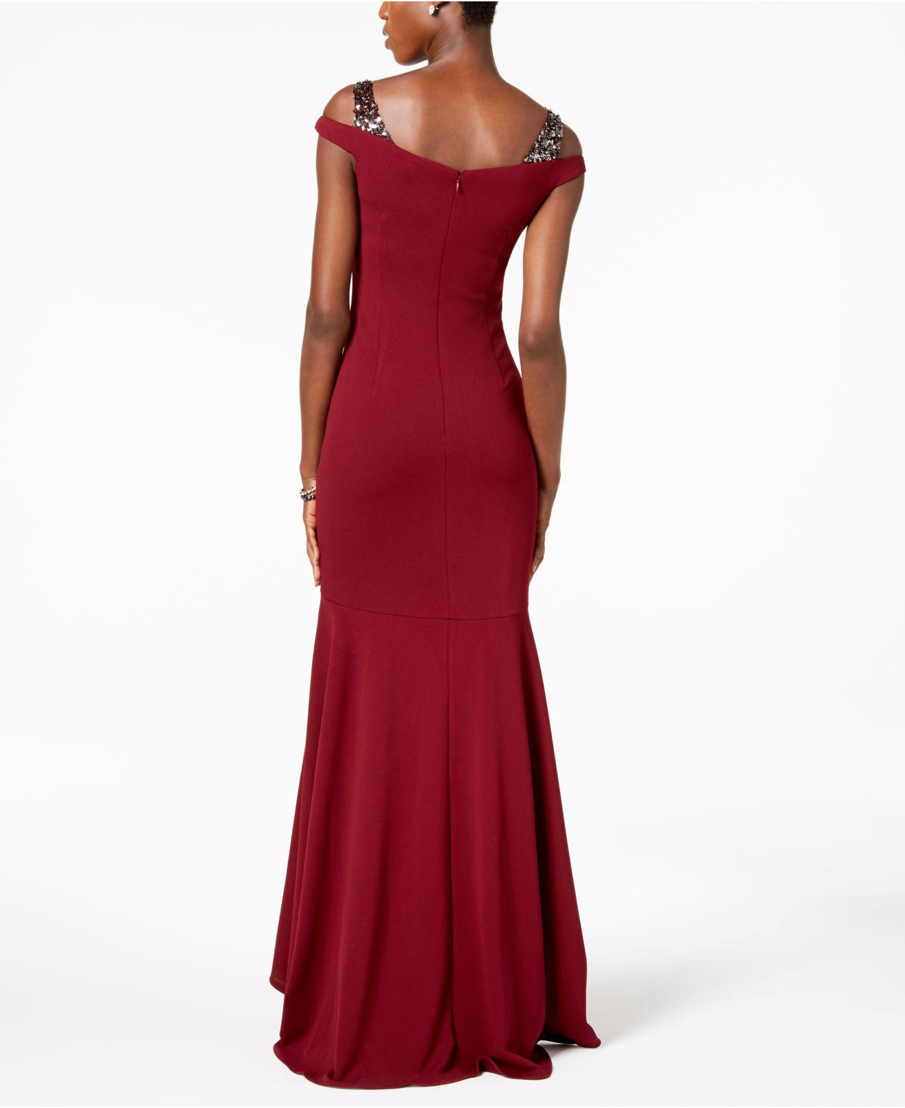 adrianna papell embellished cutout mermaid gown