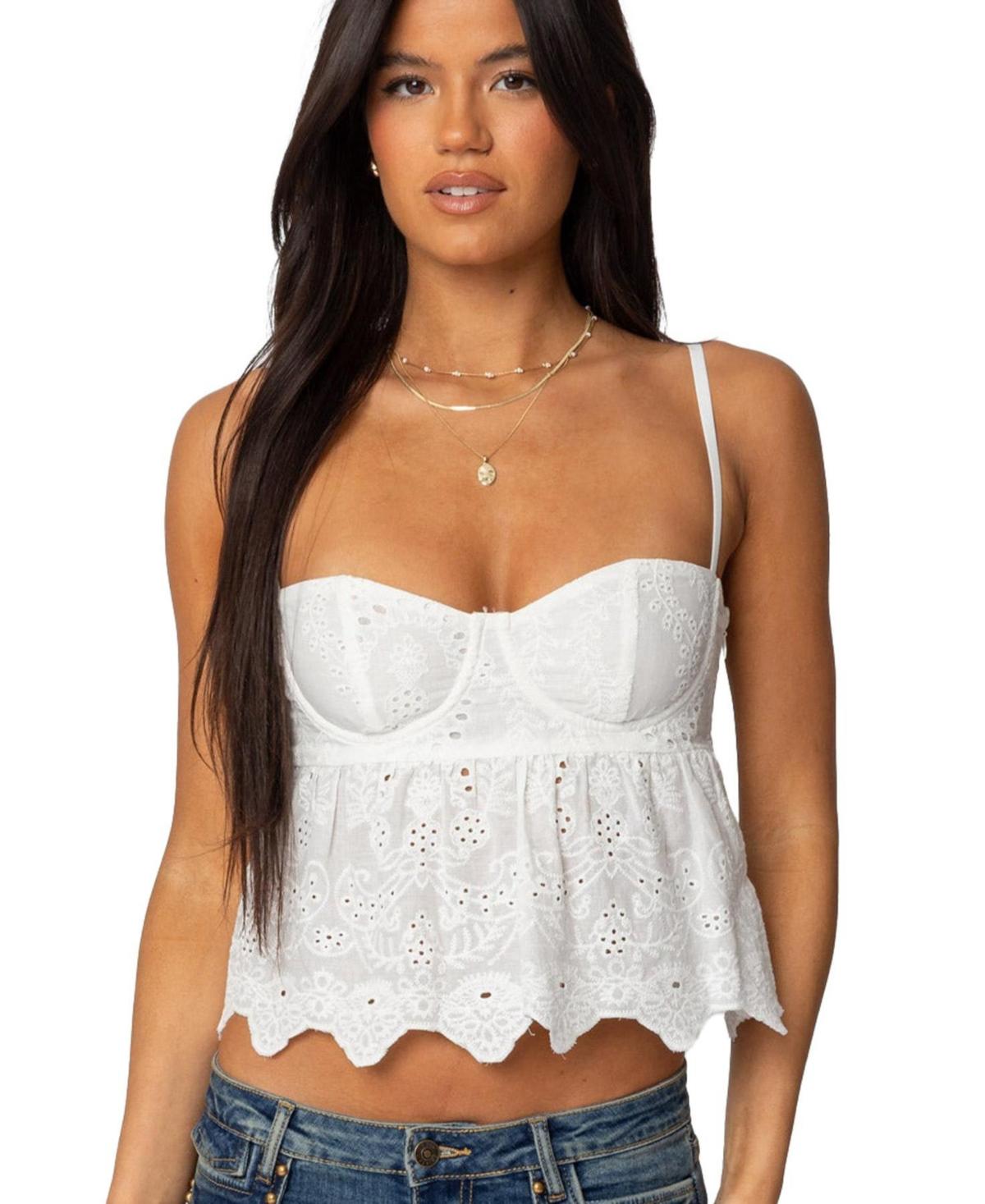 Edikted Emme Eyelet Corset in White | Lyst