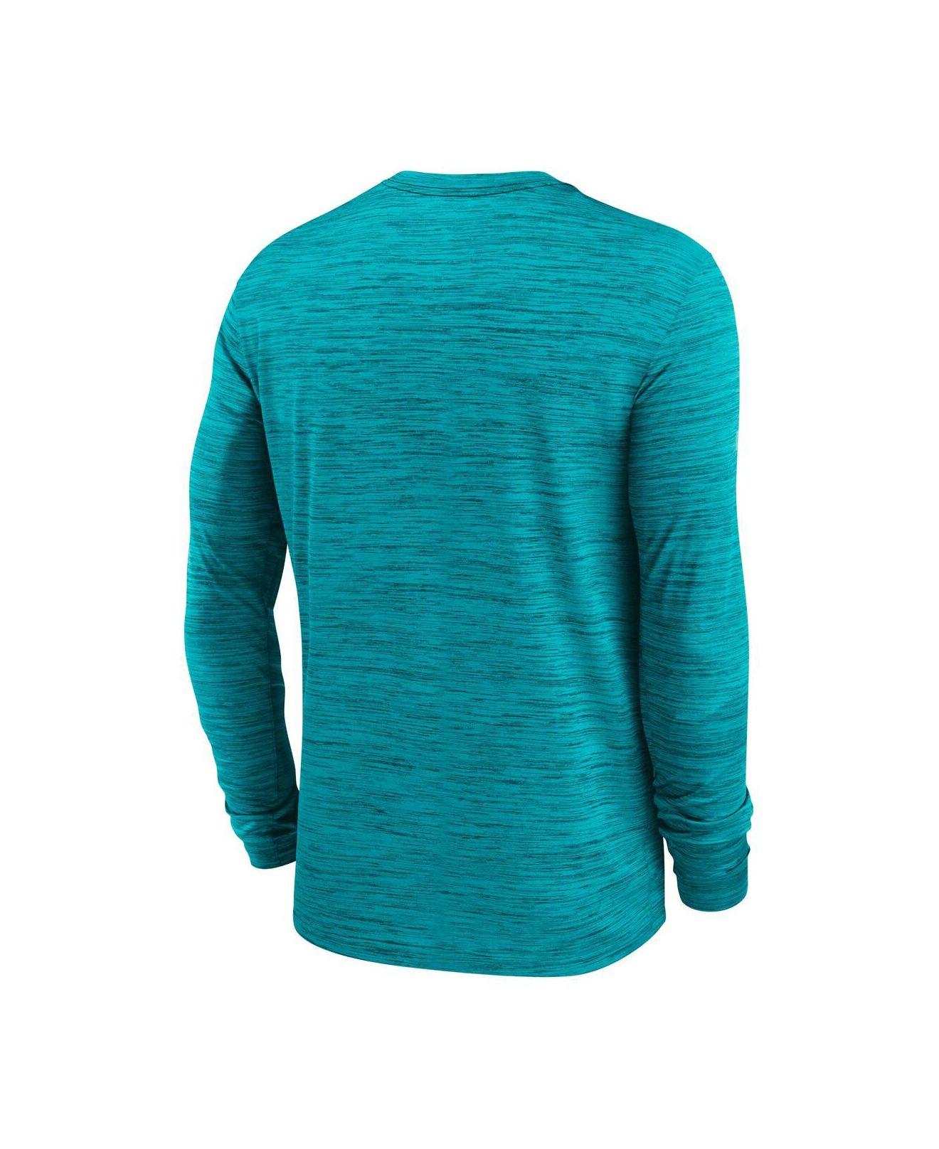 Men's Nike Aqua Miami Dolphins Lightweight Performance Hooded Long Sleeve T-Shirt Size: Small