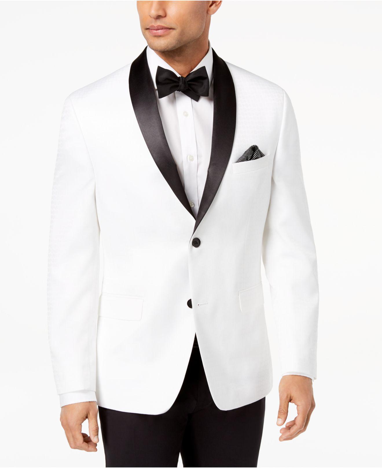 Alfani Satin Slim-fit White Floral Dinner Jacket, Created For Macy's ...