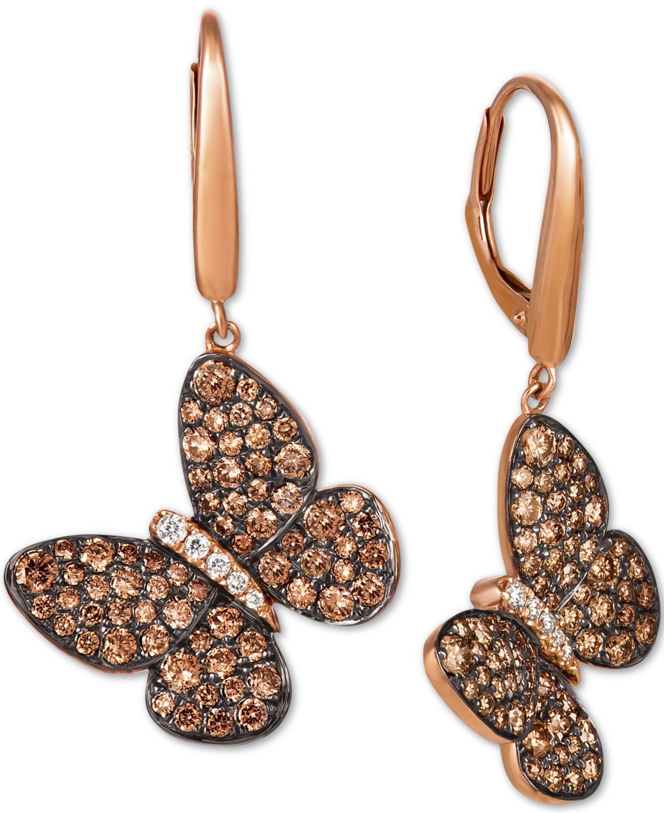 Le Vian ® Diamond Butterfly Drop Earrings (17/8 Ct. T.w.) In 14k Rose Gold in Metallic Lyst