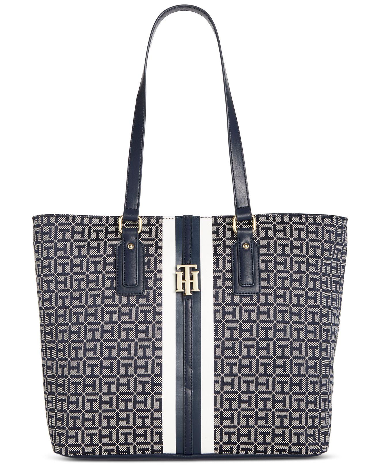 Tommy Hilfiger Jaden Plus Signature Monogram Large Tote in White Lyst