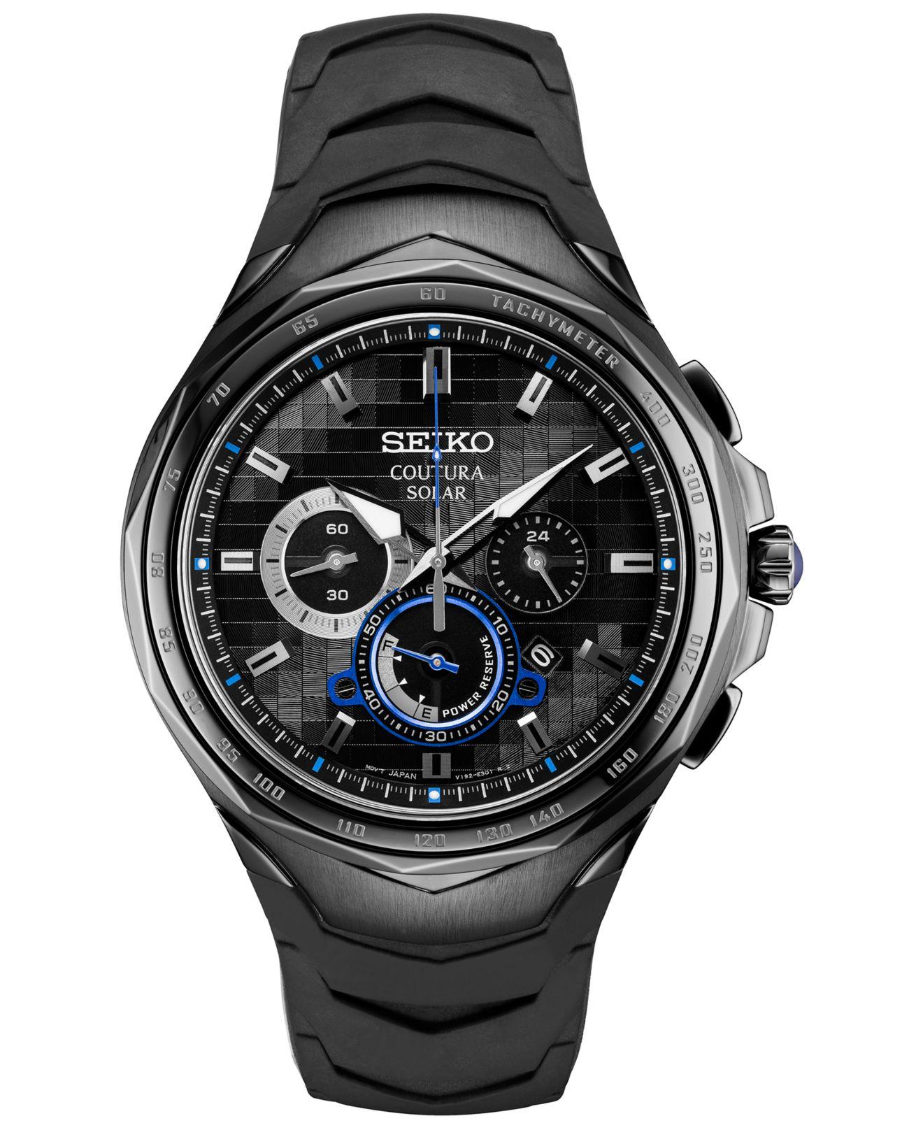 Seiko Solar Chronograph Coutura Black Silicone Bracelet Watch  for  Men | Lyst