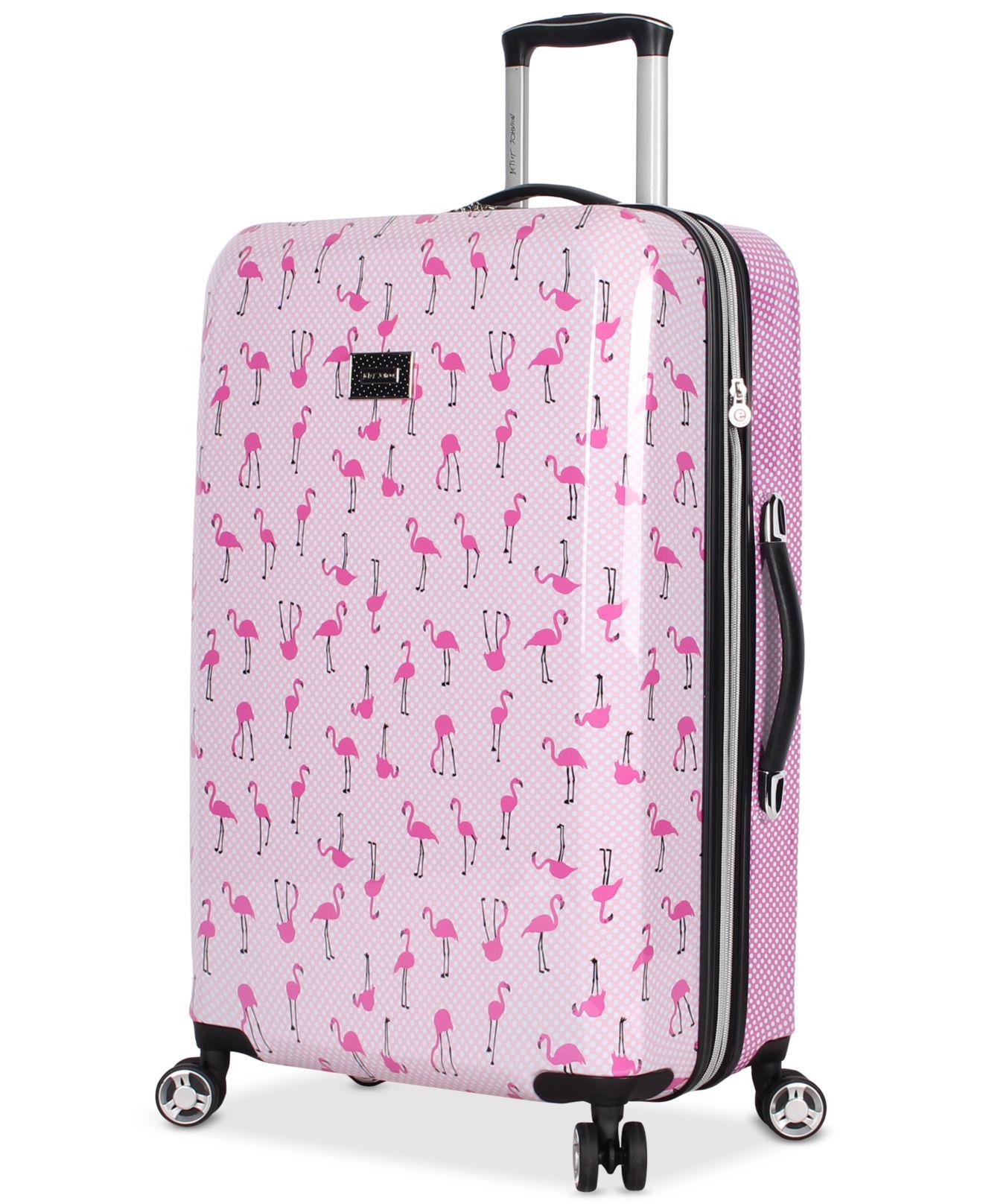 flamingo print suitcase