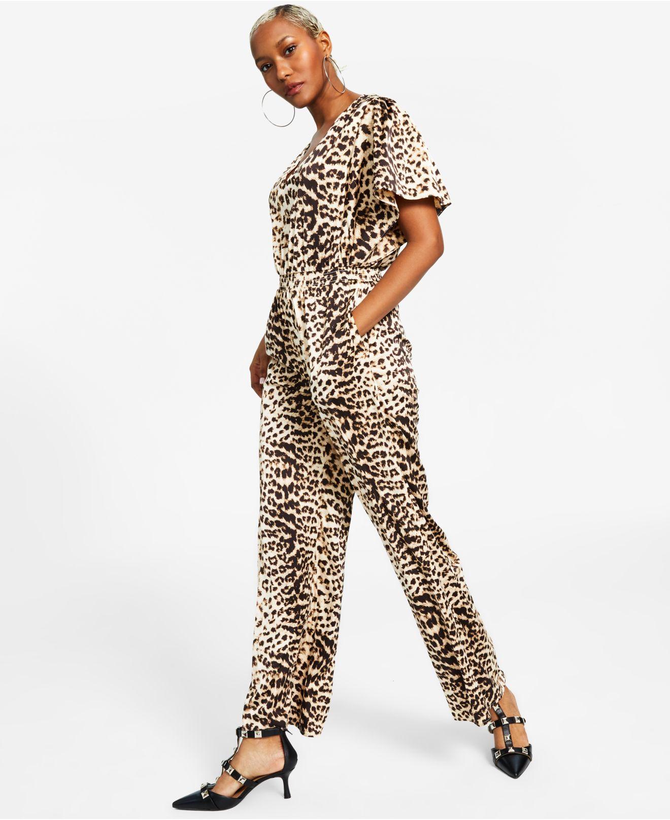 INC International Concepts Animal-print Flutter-sleeve Jumpsuit, Created  For Macy's in White | Lyst