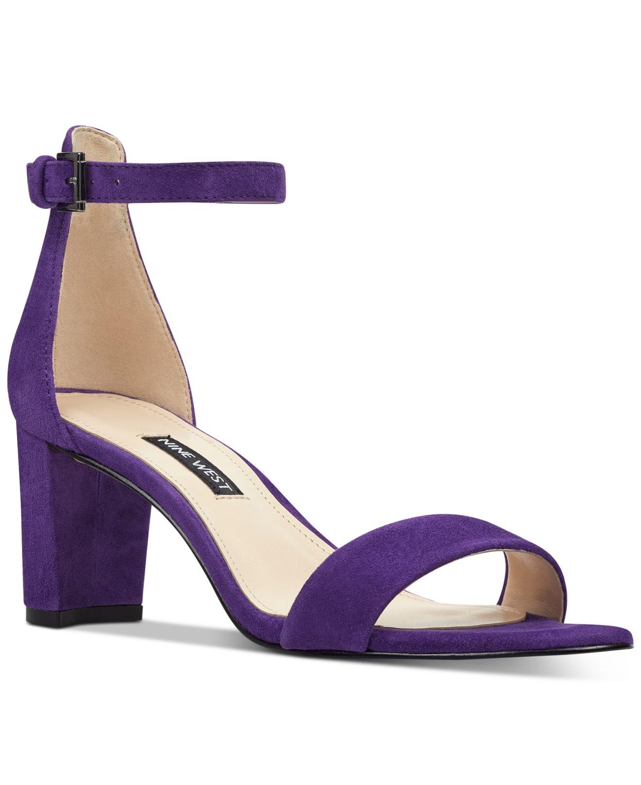 Nine West Suede Pruce Block Heel Sandal in Dark Purple (Purple) - Lyst