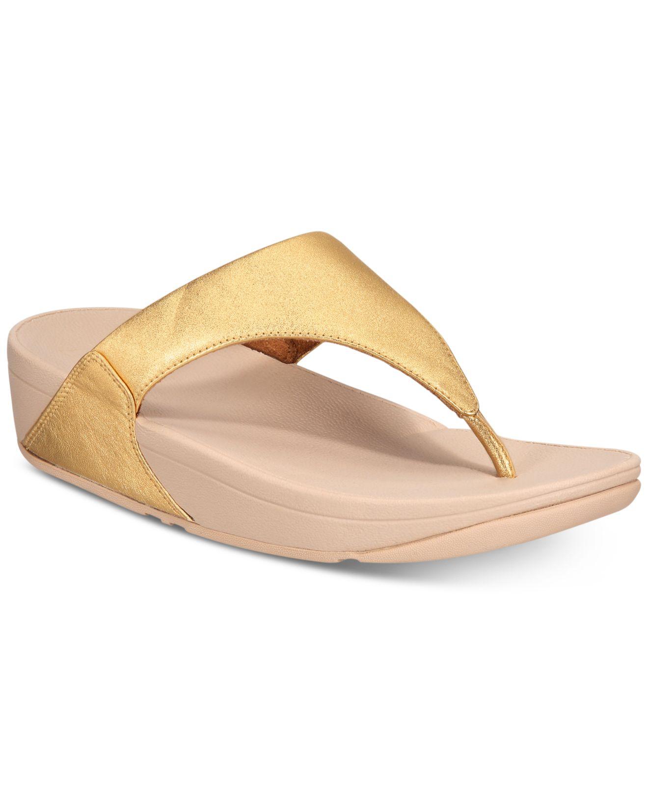 Fitflop Lulu Leather Toepost Flip-flop Sandals in Metallic - Lyst
