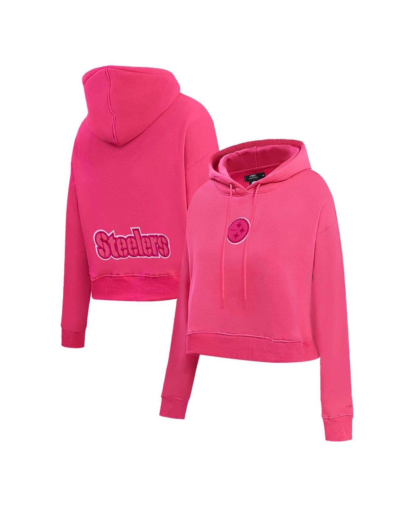 Pittsburgh Steelers Pro Standard Women's Triple Pink Cropped Pullover Hoodie