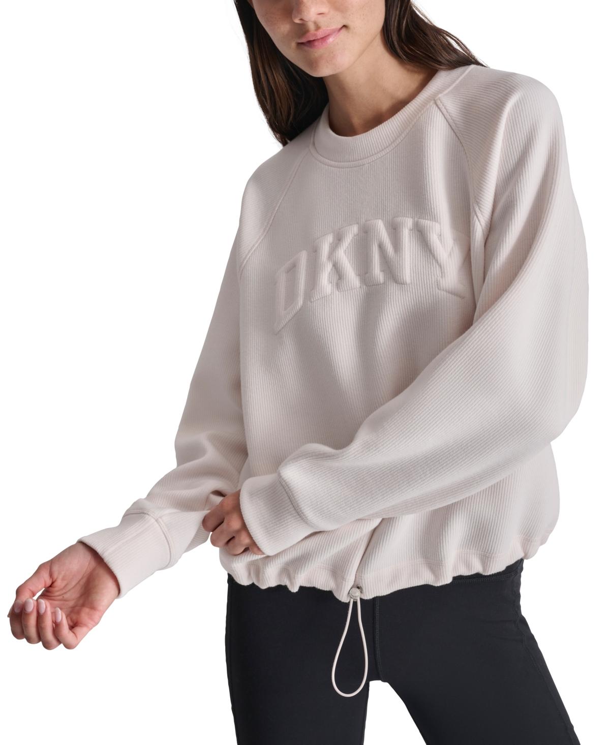 DKNY Sport Varsity Puffed Logo Drawcord Sweatshirt in Gray Lyst
