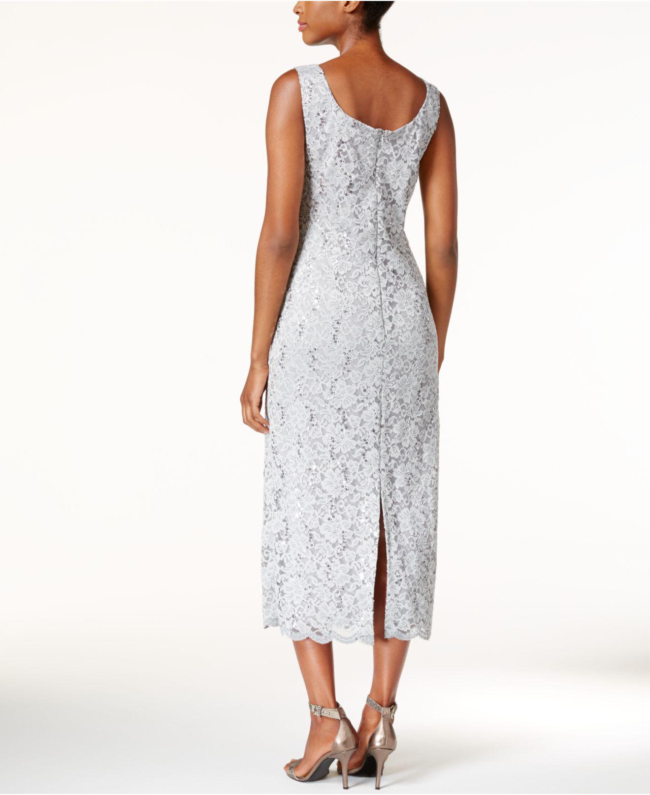 r & m richards sequined lace midi dress and jacket