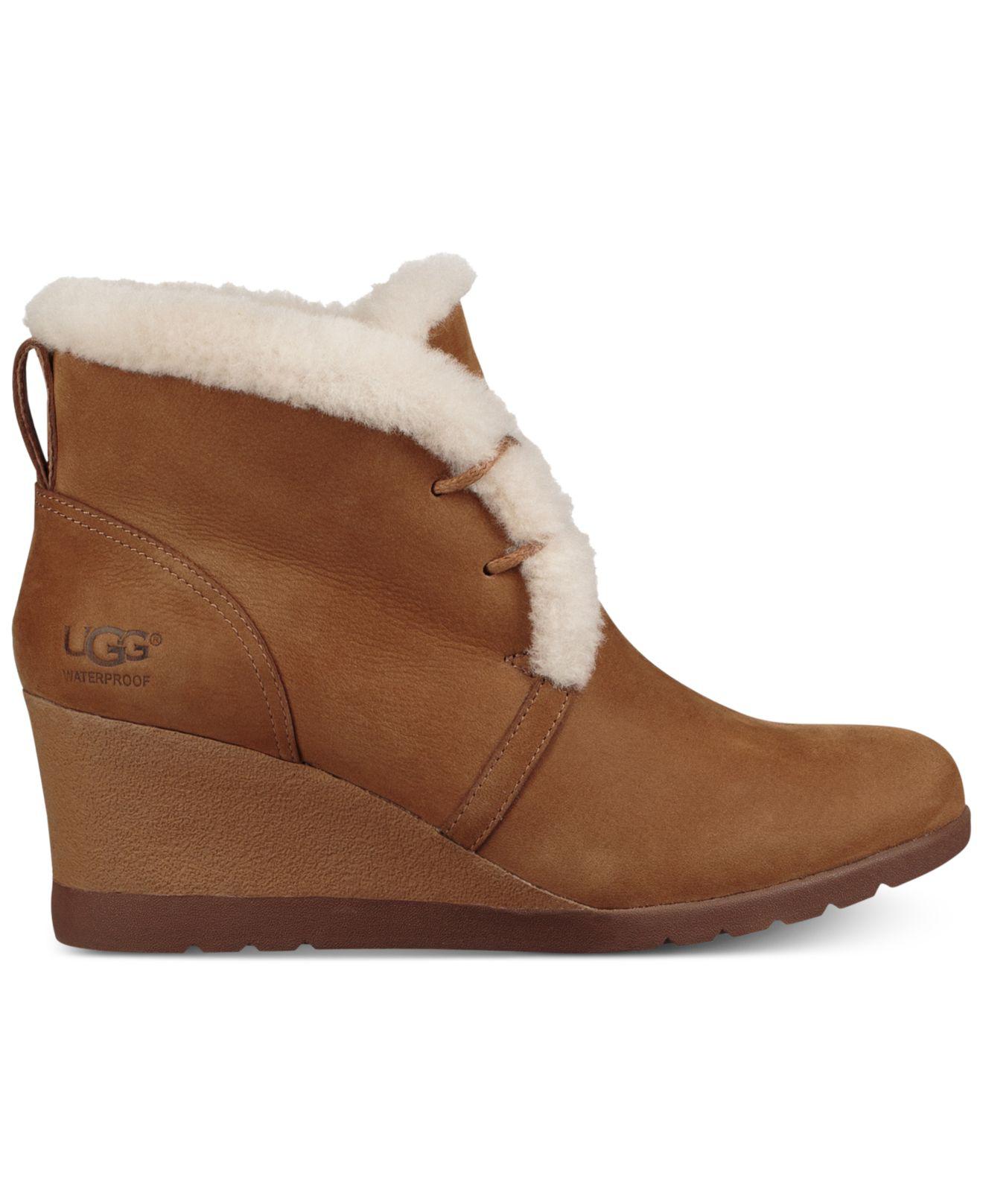 UGG Wool Jeovana Wedge Lace-up Booties in Chestnut (Brown) - Lyst