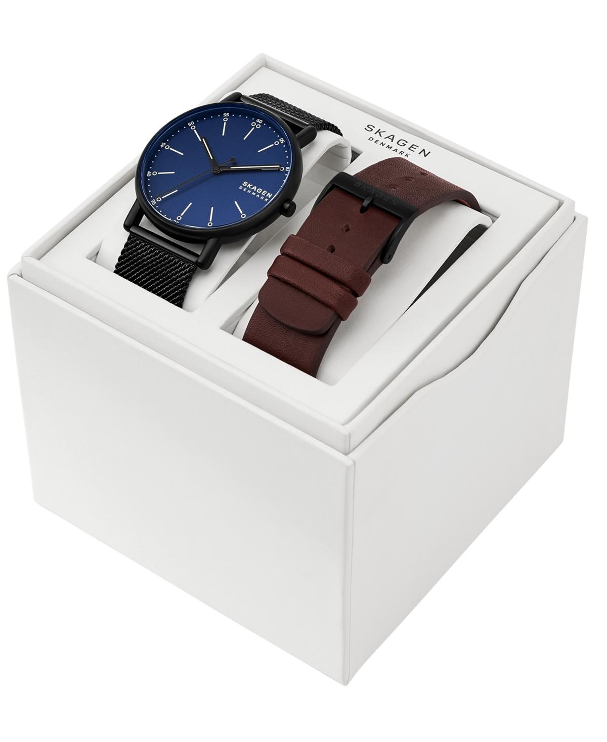 Skagen Quadrante Blu Multifunzione Signature (40 Mm) / Cinturino In Pelle Marrone SKW6943 - First Class Watches™ A