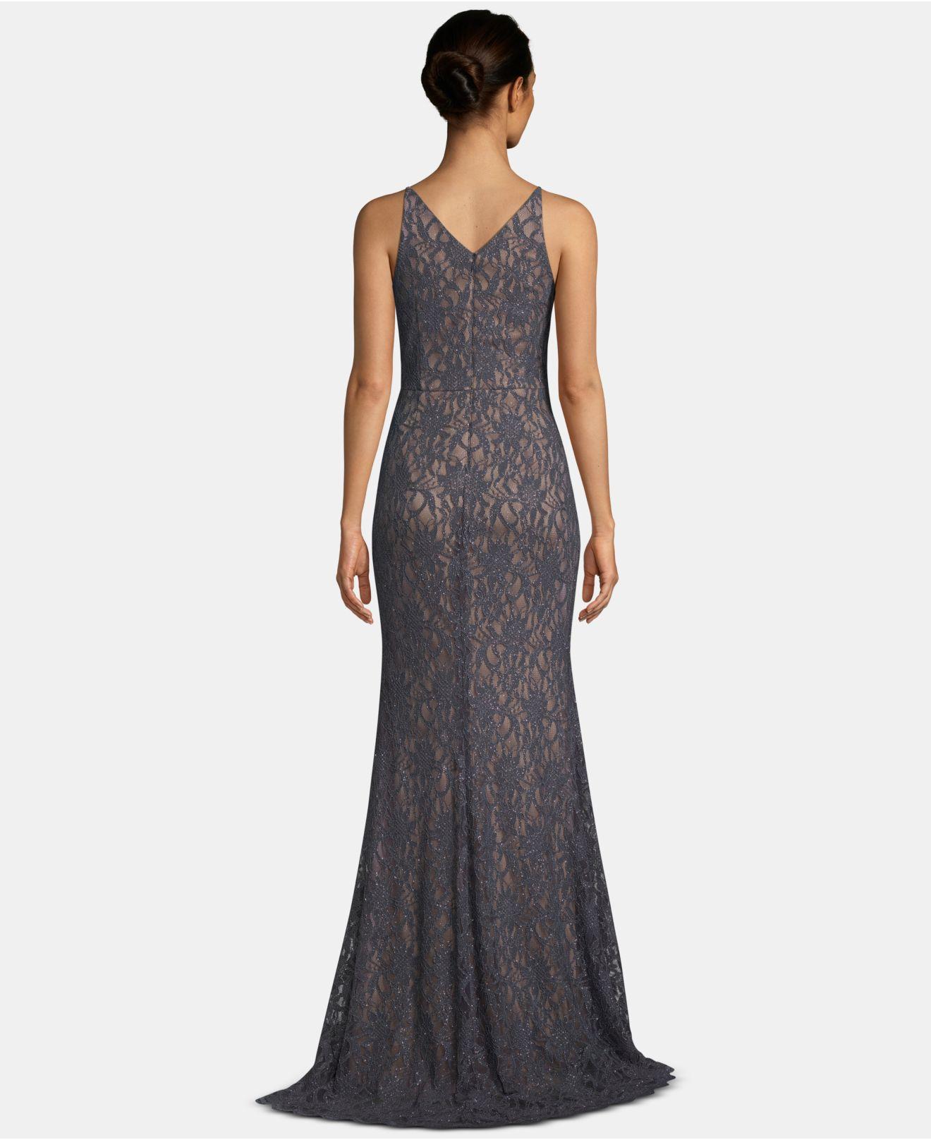 betsy and adam glitter lace gown