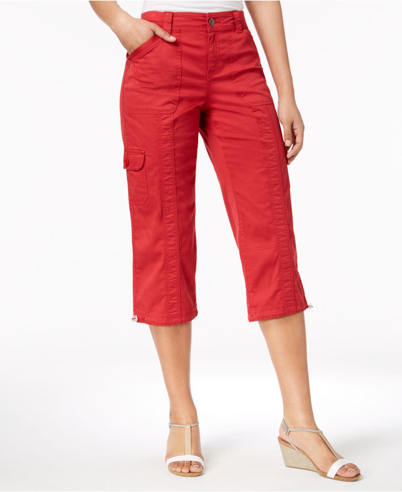 Style & Co. Capri Cargo Pants, Created For Macy's in Red | Lyst