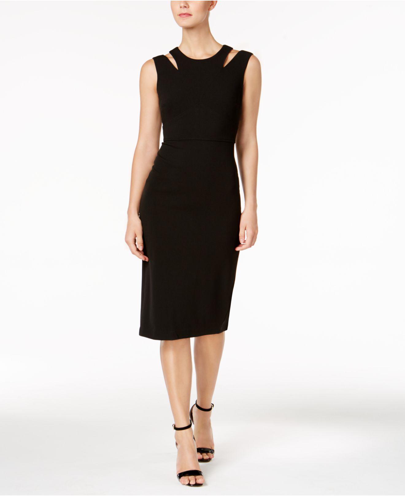 Calvin Klein Synthetic Cutout Sheath Dress in Black | Lyst
