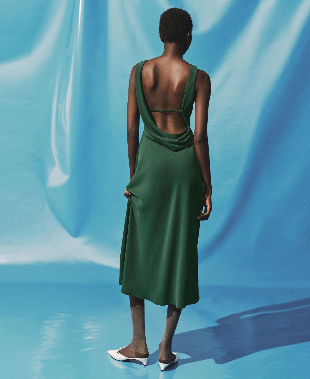 Mango Open Back Midi-dress in Green | Lyst Mango Open Back Midi-dress in Green | Lyst