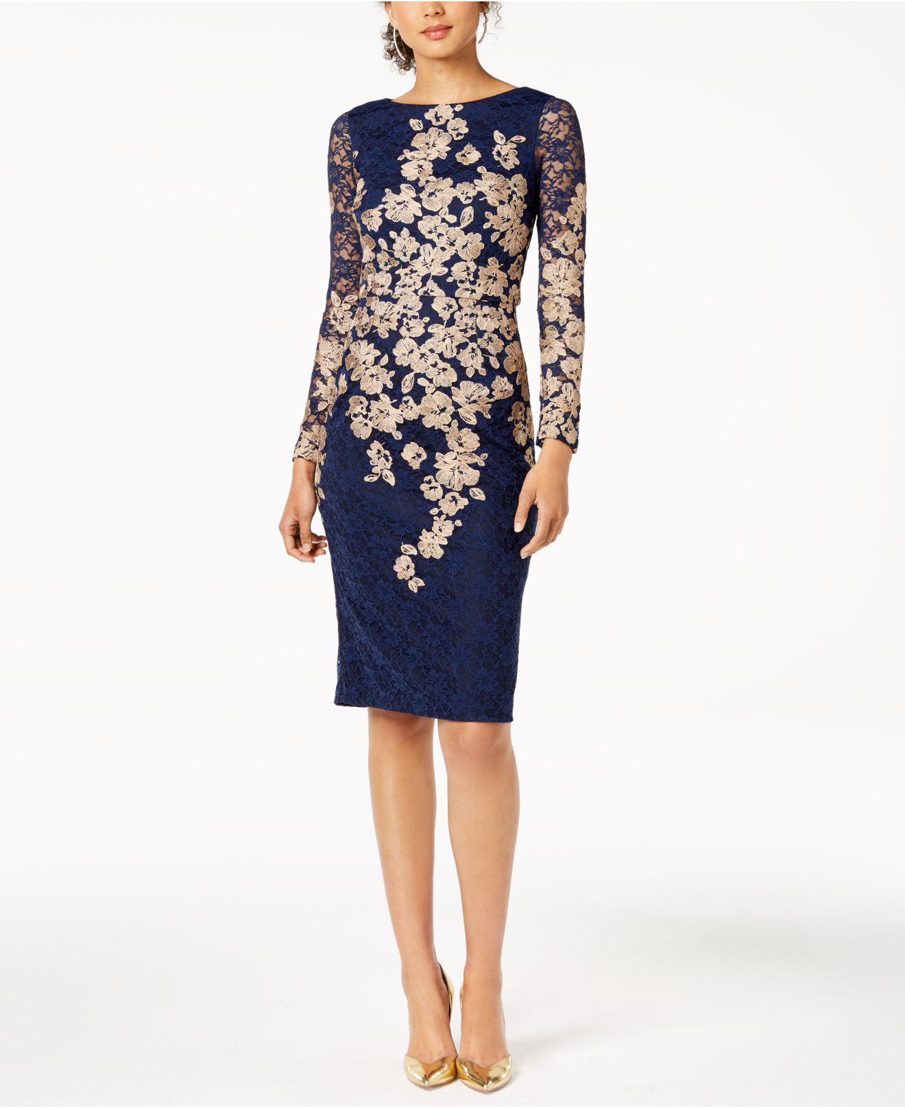 embroidered lace sheath dress