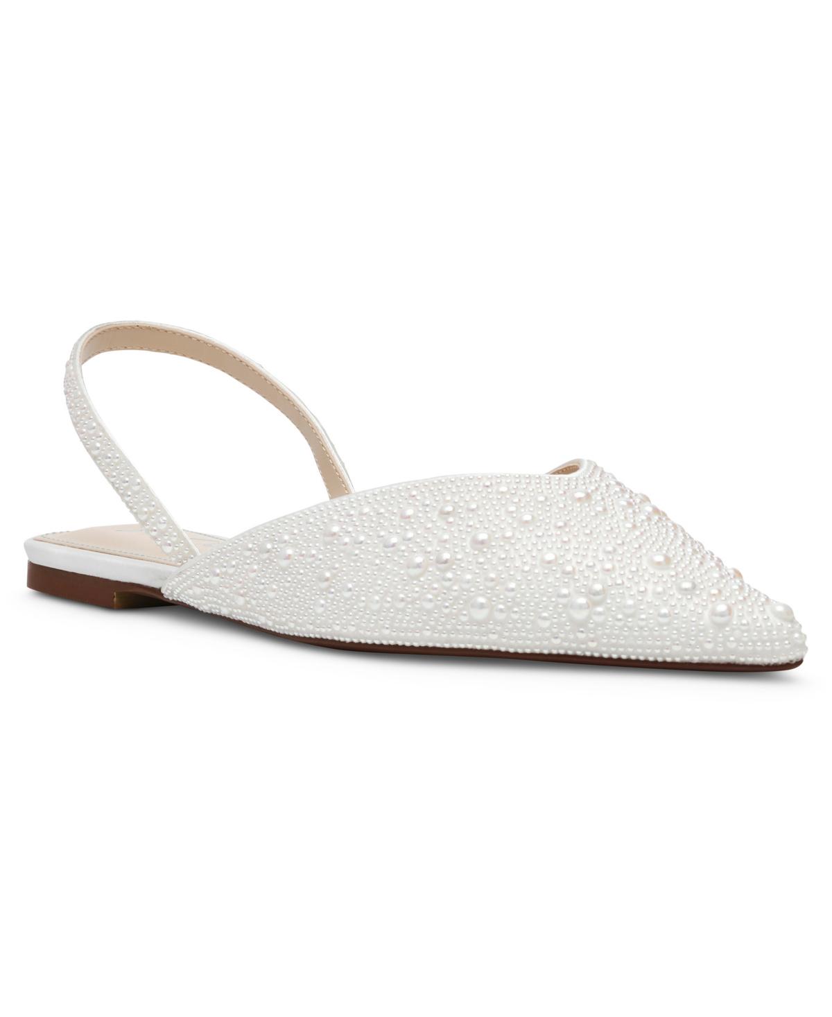Betsey Johnson Vance Rhinestone Slingback Evening Flats in White