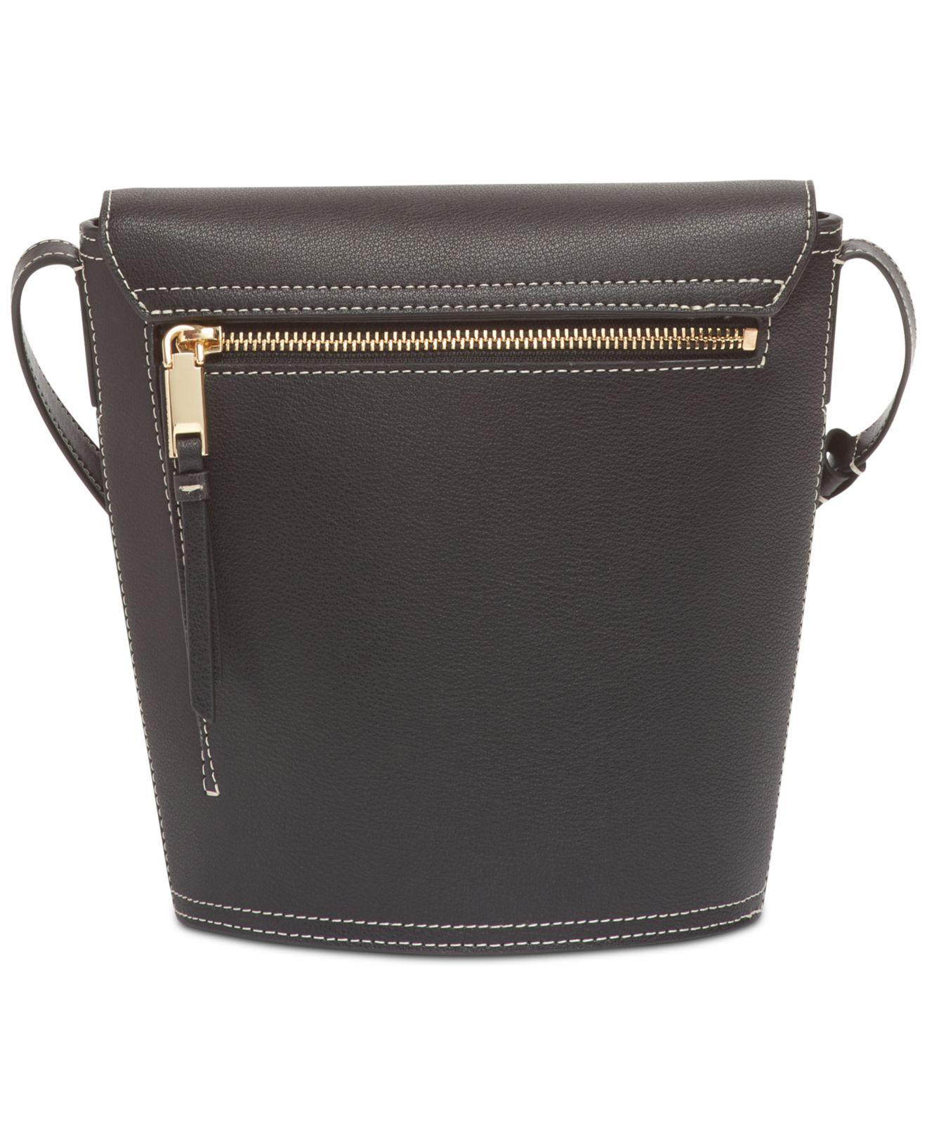 Calvin Klein Lock Leather Bucket Bag in Black/Gold (Black) Lyst