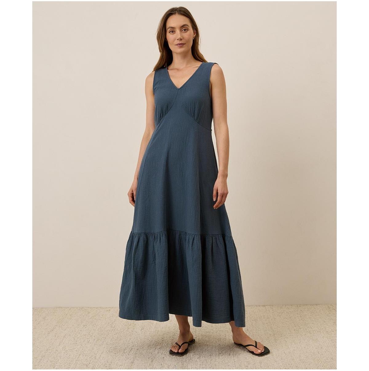 beach to brunch dress pact Organic Cotton Coastal Double Gauze in Blue Color:Cameo_Brown dressed at brunch without 8th Grade Dance U.S. ARMY FEMALE OFFICER